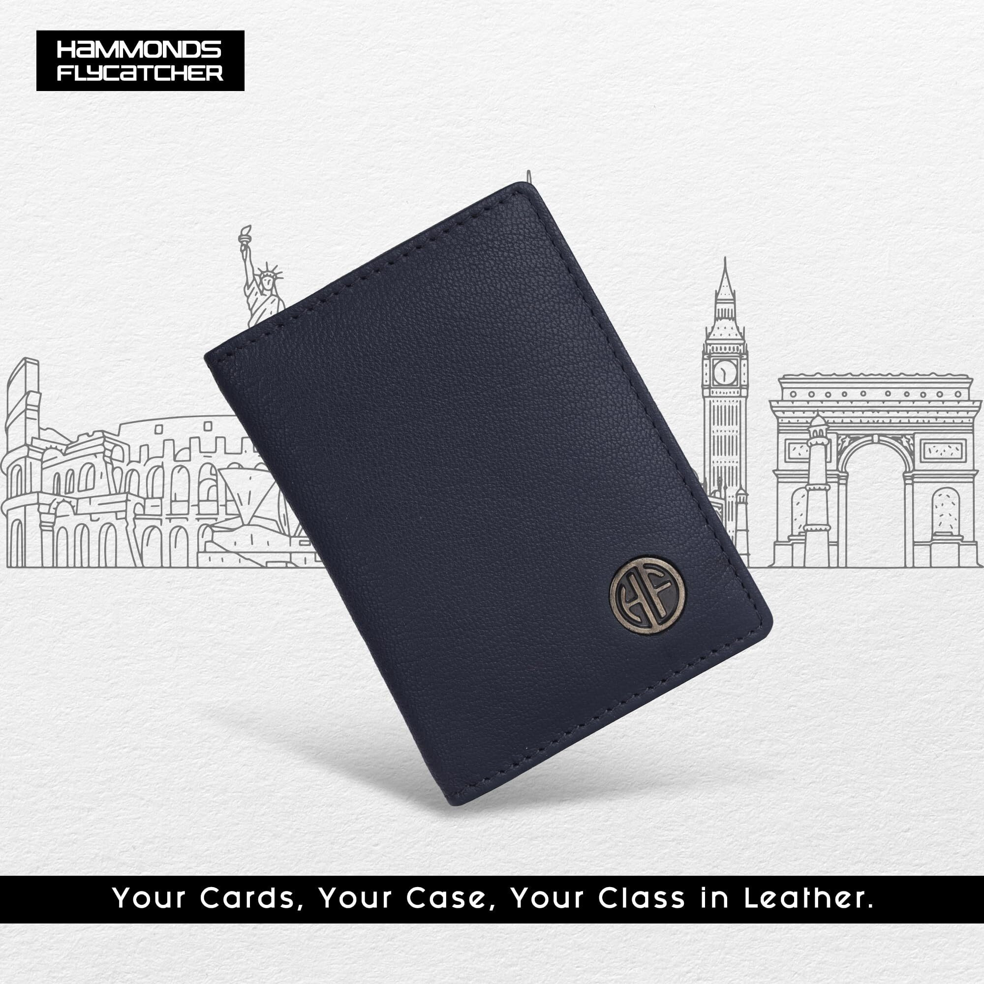 HAMMONDS FLYCATCHER Genuine Leather Card Holder Wallet for Man & Women - Credit Card Holder for Men, RFID Credit Card Wallet for Men, 6 Card Slots, ATM Card Holder for Men - Prussian Blue