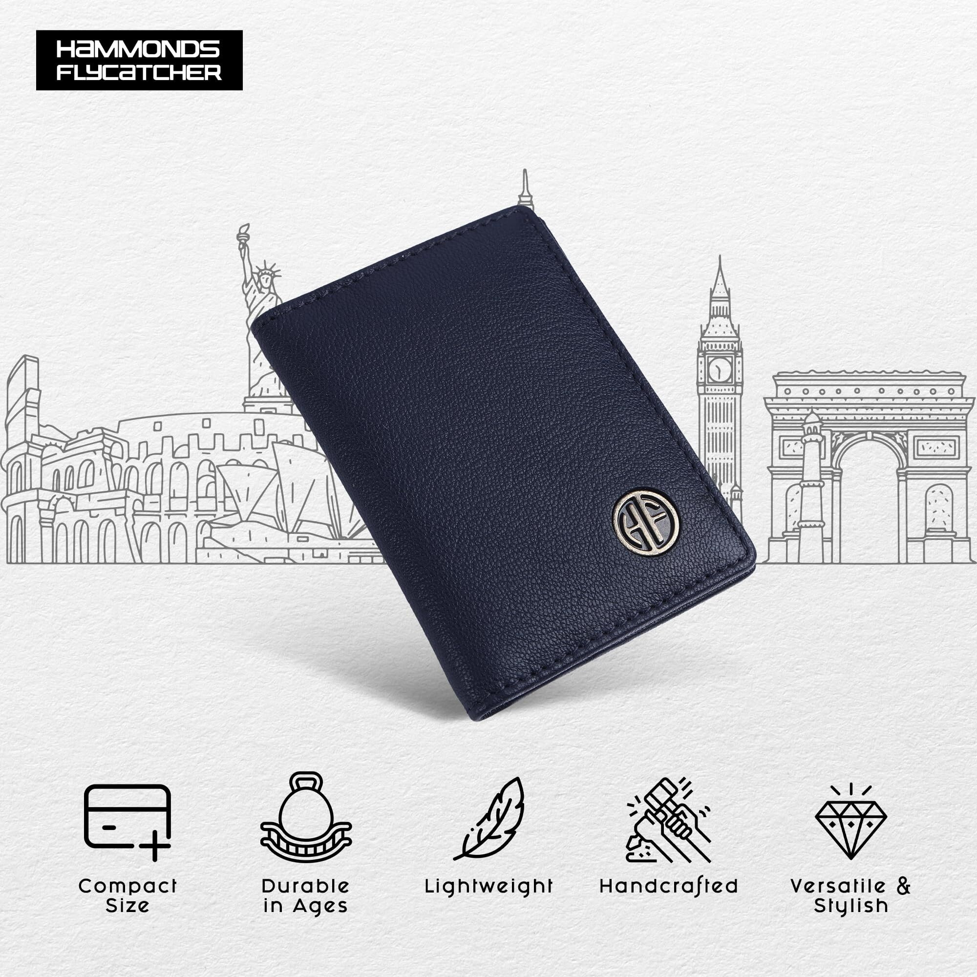 HAMMONDS FLYCATCHER Genuine Leather Card Holder Wallet for Man & Women - Credit Card Holder for Men, RFID Credit Card Wallet for Men, 6 Card Slots, ATM Card Holder for Men - Prussian Blue