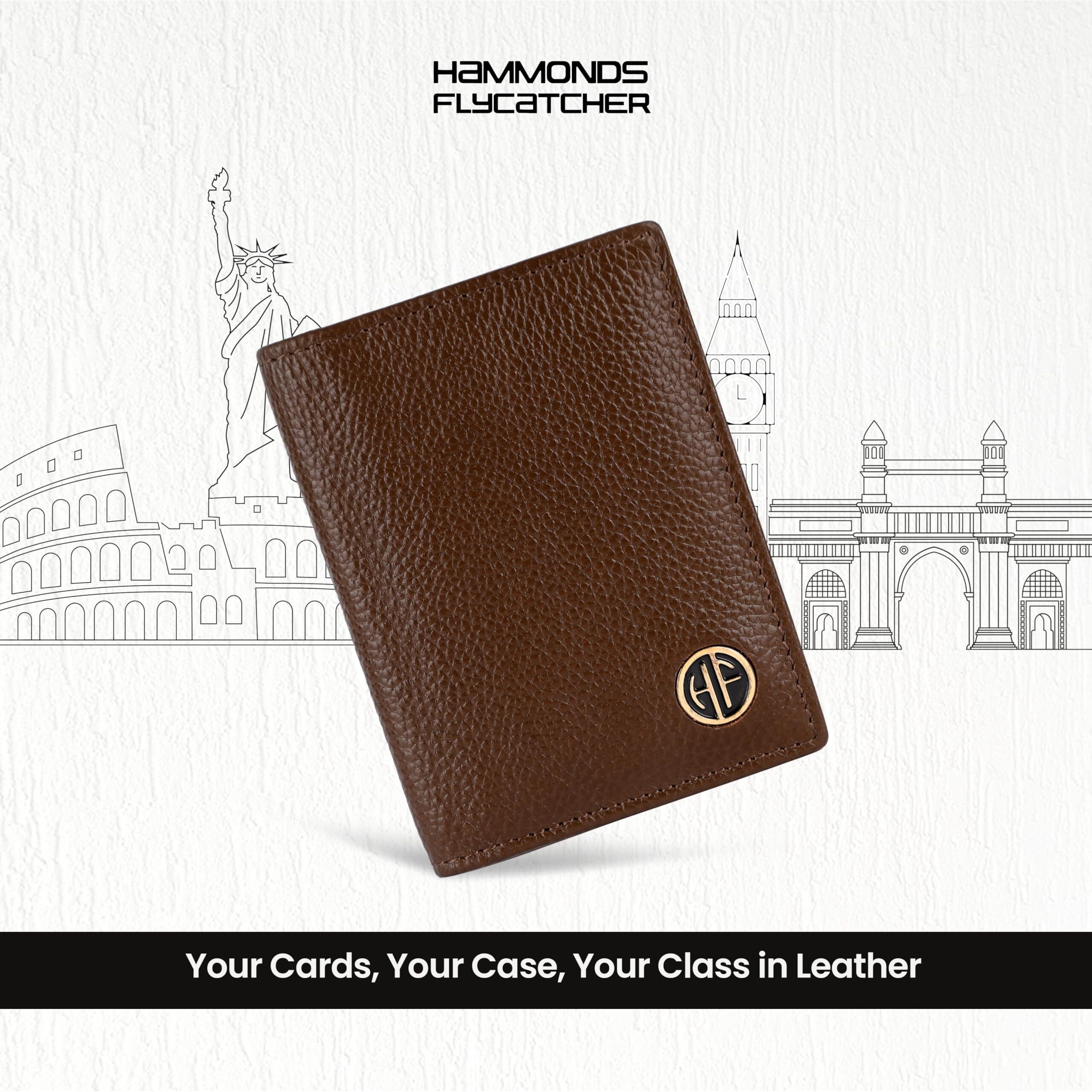 HAMMONDS FLYCATCHER Genuine Leather Card Holder Wallet for Man & Women - Credit Card Holder for Men, RFID Credit Card Wallet for Men, 6 Card Slots, ATM Card Holder for Men - Brushwood