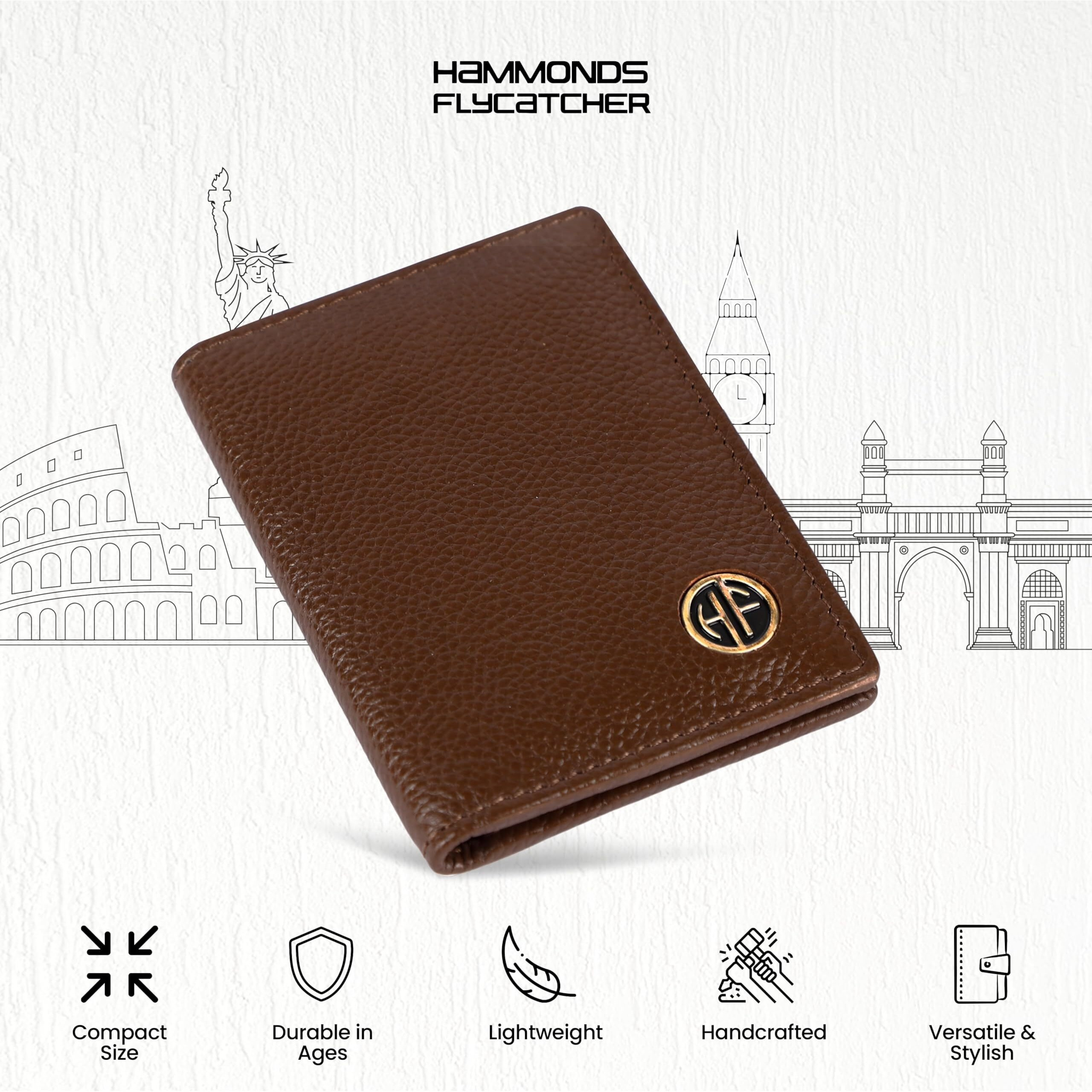 HAMMONDS FLYCATCHER Genuine Leather Card Holder Wallet for Man & Women - Credit Card Holder for Men, RFID Credit Card Wallet for Men, 6 Card Slots, ATM Card Holder for Men - Brushwood