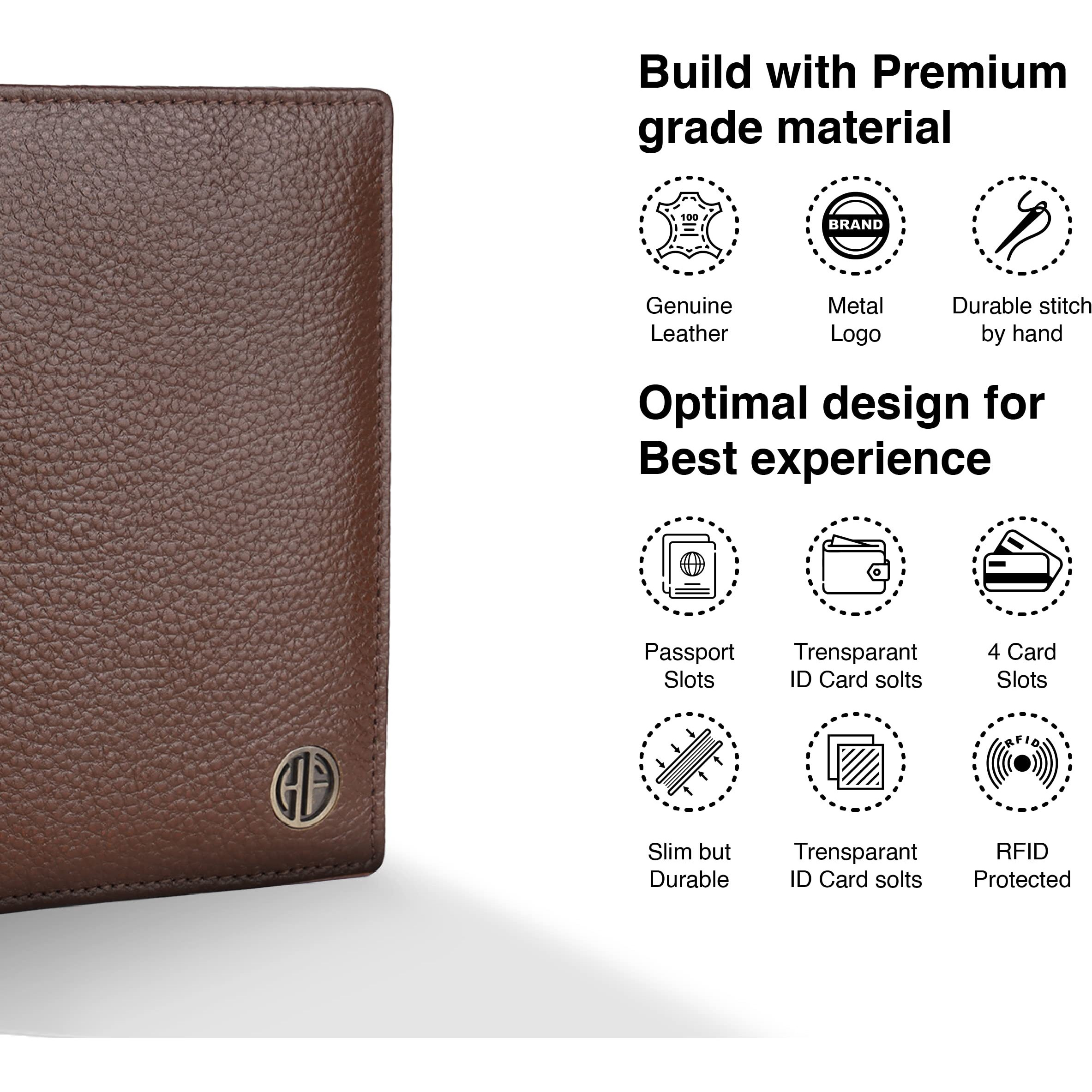 HAMMONDS FLYCATCHER Genuine Leather Passport Cover for Men, Passport Cover for Women, RFID Passport Holder for Men Travel Accessories for Men, Passport Bag for Men, 3 ATM Card Slots - Brushwood