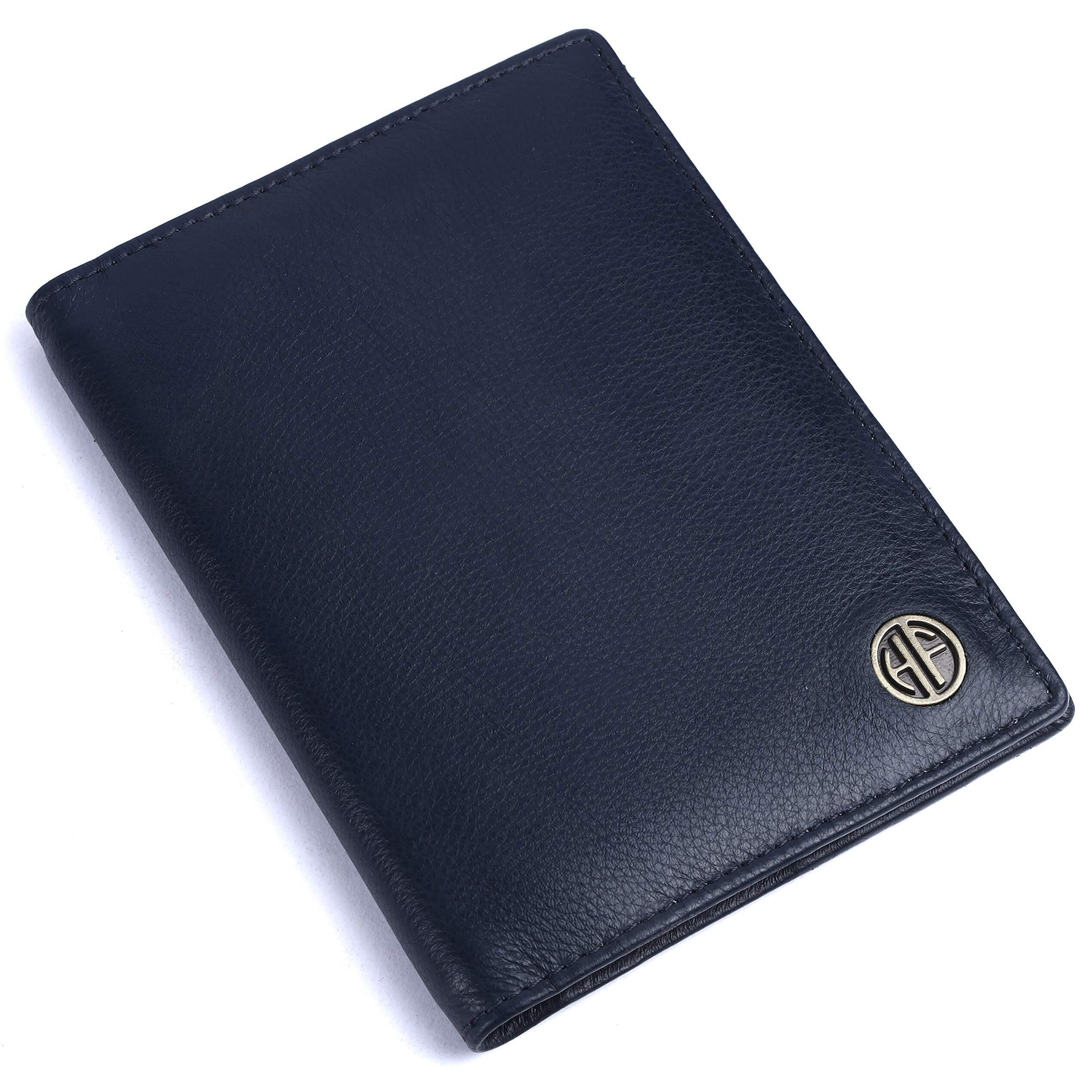 HAMMONDS FLYCATCHER Genuine Leather Passport Cover for Men, Passport Cover for Women, RFID Passport Holder for Men Travel Accessories for Men, Passport Bag for Men, 3 ATM Card Slots - Prussian Blue