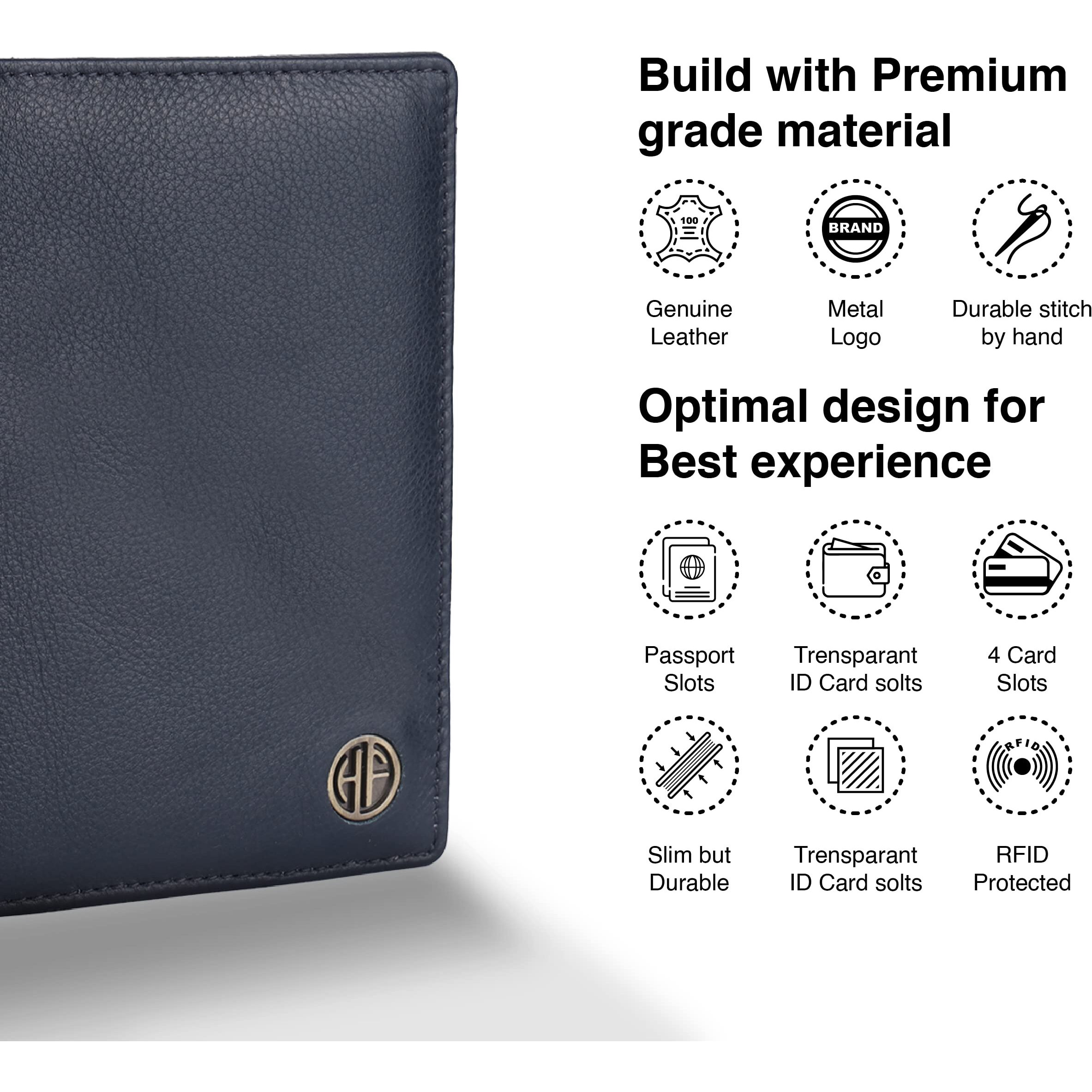 HAMMONDS FLYCATCHER Genuine Leather Passport Cover for Men, Passport Cover for Women, RFID Passport Holder for Men Travel Accessories for Men, Passport Bag for Men, 3 ATM Card Slots - Prussian Blue