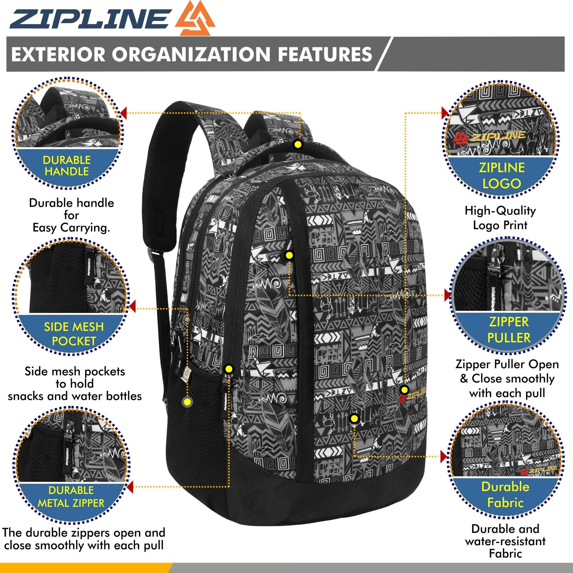 Zipline Stylish Casual 36L Standard Backpack School College Bag For Men Women Boys & Girls (1-Medium Grey Bag)