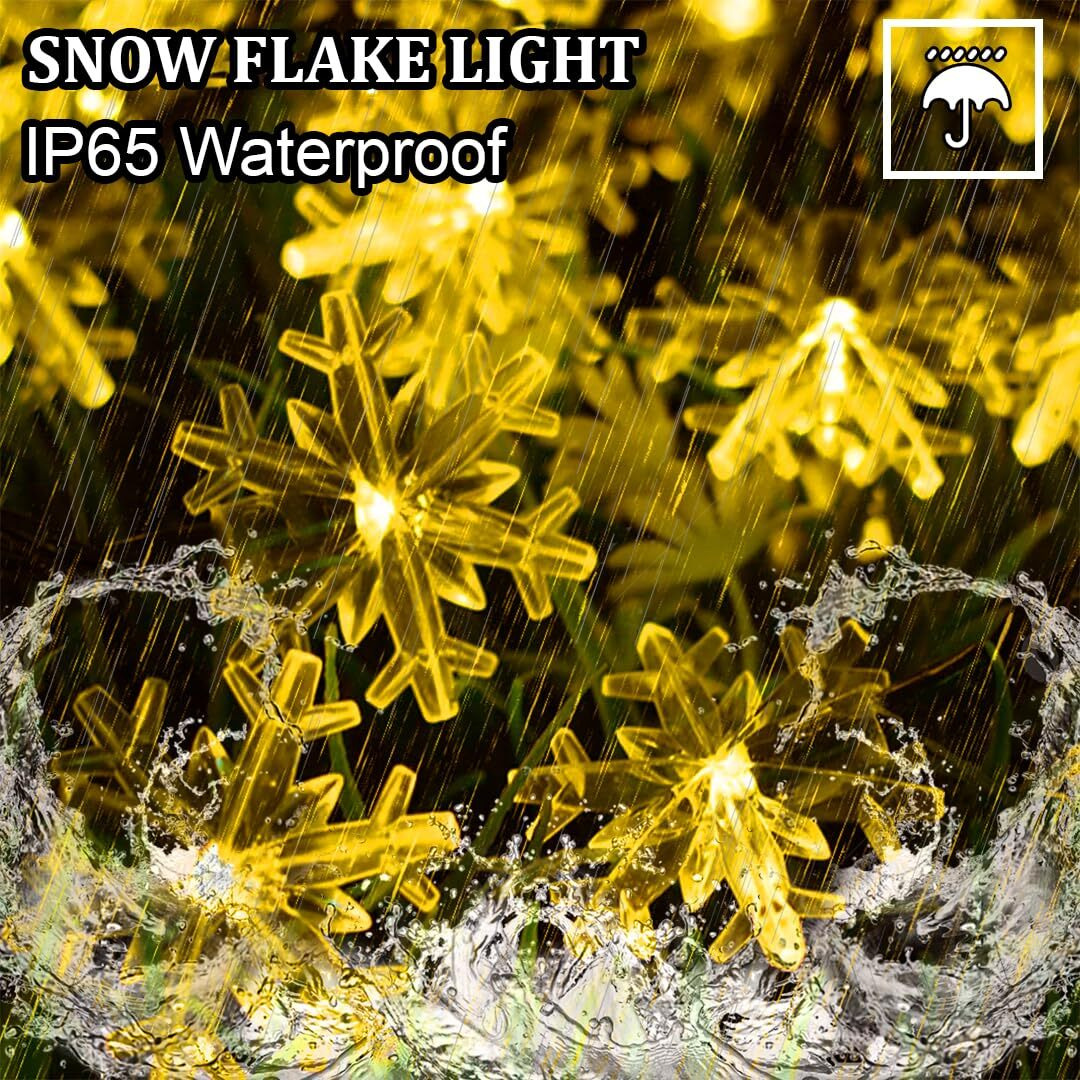 fizzytech Plastic Snow Flake String Lights Of Home Decoration Diwali Light For Party Birthday Diwali Christmas Navratri Valentine Gift Lights Of Home Decoration (12 Meter 60 Led, Warm White)