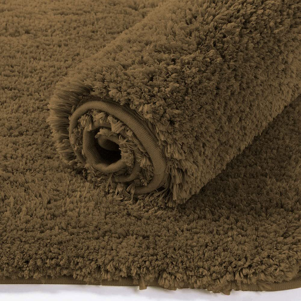 LUXE HOME INTERNATIONAL Microfibre Rectangular Bath Mat Super Soft Anti Skid Newman Mats For Bathroom (40X60 Cm,Coffee)