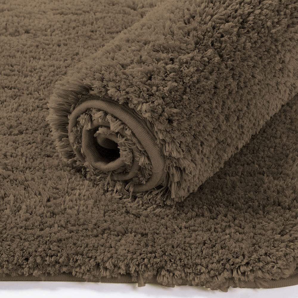 LUXE HOME INTERNATIONAL Microfibre Rectangular Bath Mat Super Soft Anti Skid Newman Mats For Bathroom (45X75 Cm,Chocolate)