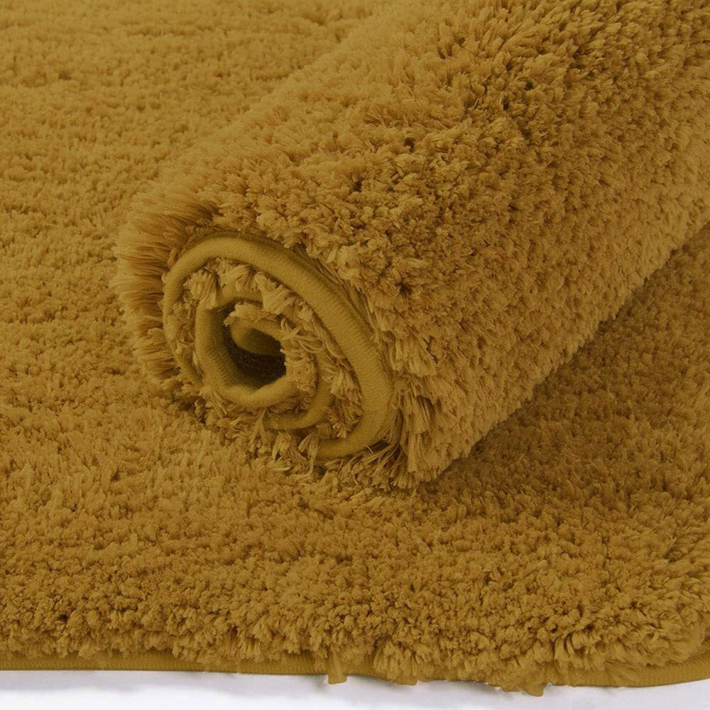 LUXE HOME INTERNATIONAL Microfibre Rectangular Bath Mat Super Soft Anti Skid Newman Mats For Bathroom (40X60 Cm,Gold)