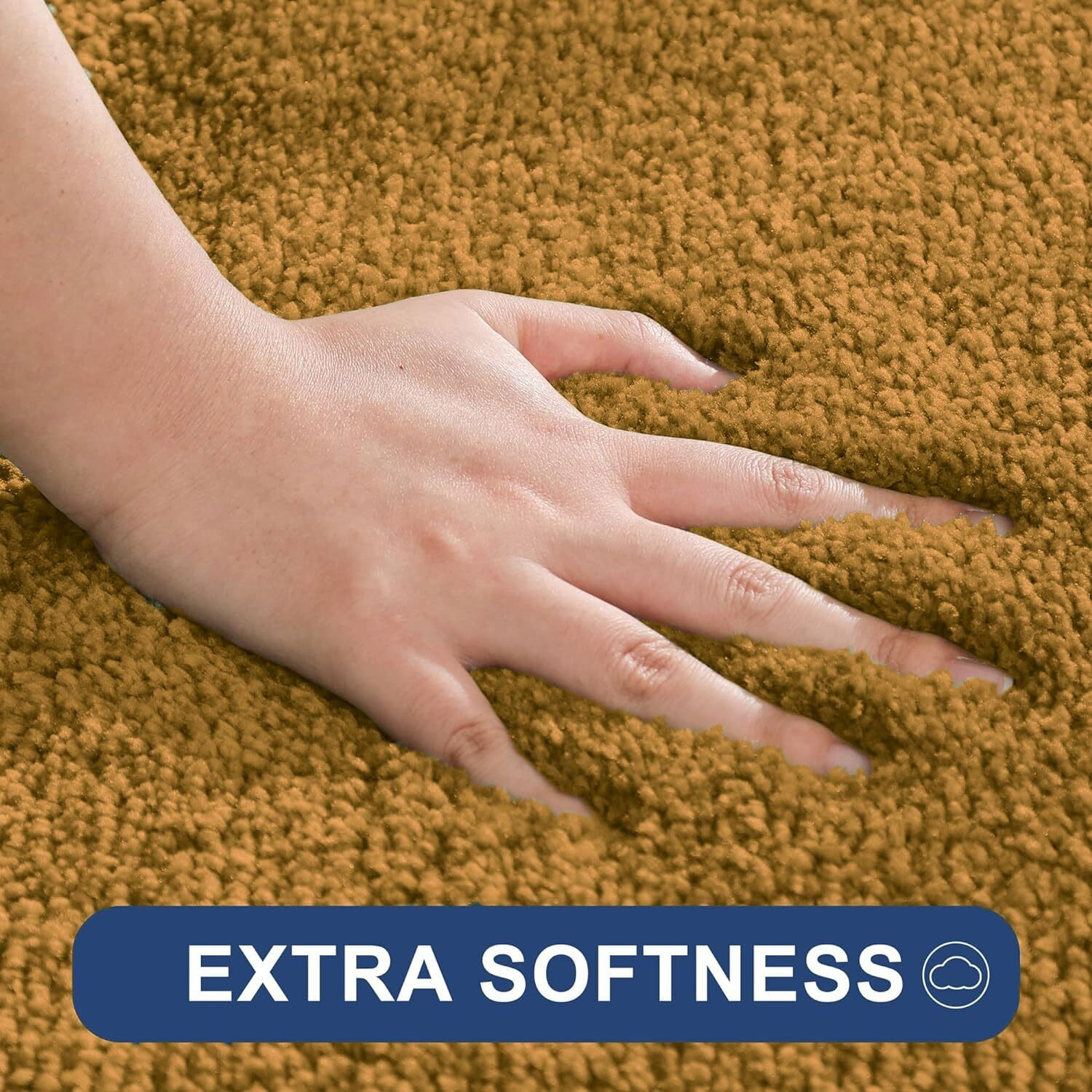 LUXE HOME INTERNATIONAL Microfibre Rectangular Bath Mat Super Soft Anti Skid Newman Mats For Bathroom (40X60 Cm,Gold)