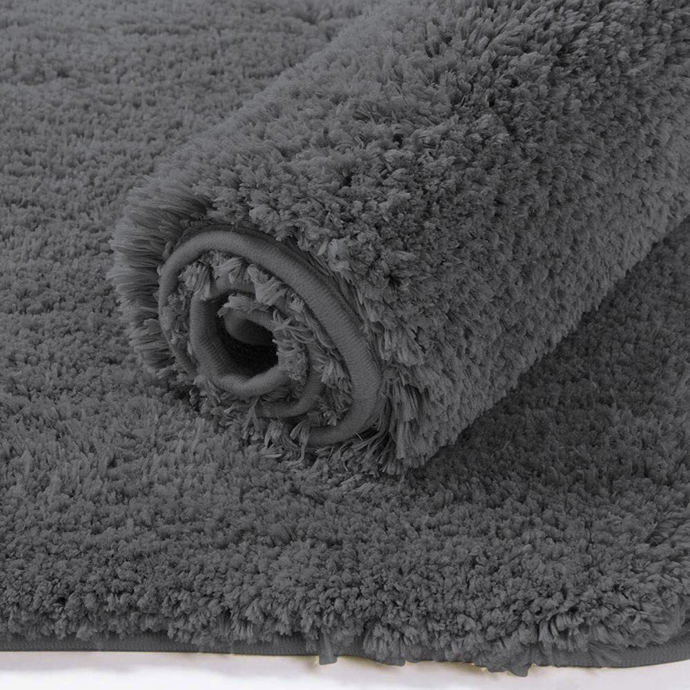 LUXE HOME INTERNATIONAL Microfibre Rectangular Bath Mat Super Soft Anti Skid Newman Mats For Bathroom (40X60 Cm,Grey)