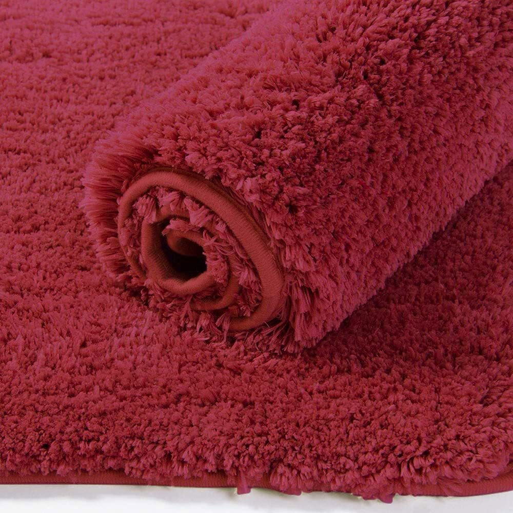 LUXE HOME INTERNATIONAL Rectangular Bathmat 2500 Gsm Microfiber Anti Skid Slip Water Absorbent Machine Washable&Quick Dry Newman Mats For Bathroom,Kitchen,Entrance (45Cm X 75Cm,Maroon,Pack Of 1)