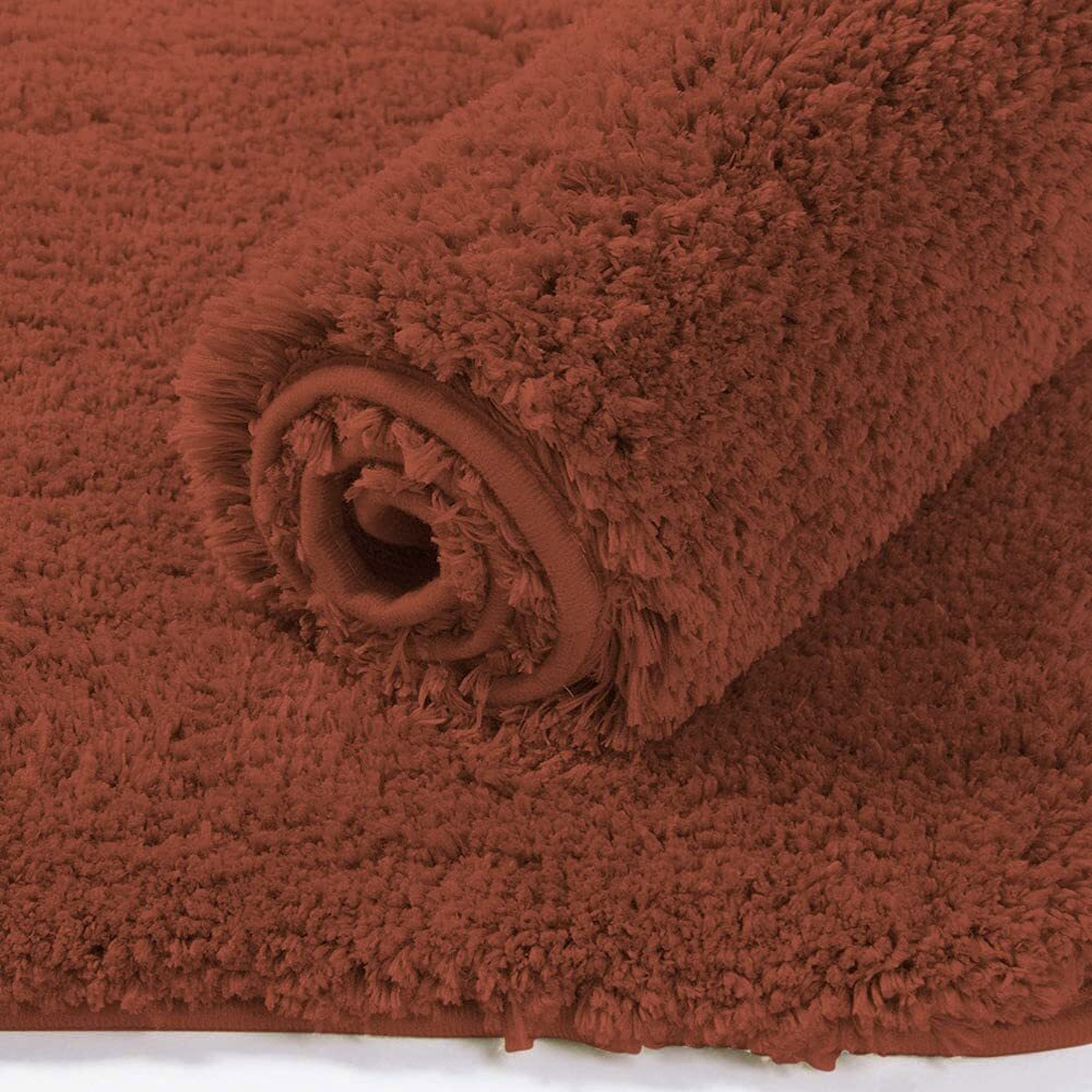 LUXE HOME INTERNATIONAL Microfibre Rectangular Bath mat Super Soft Anti Skid Newman Mats For Bathroom (40X60 Cm,Rust)