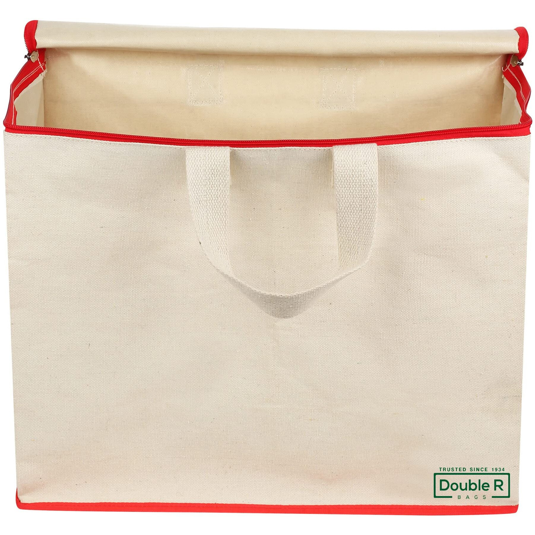 DOUBLE R BAGS Canvas Reinforced Cotton Handles with Multipurpose Clothes Storage Organizer For Grocery vegetable shopping and Covers Zip Bags (Red) -Pack of 4