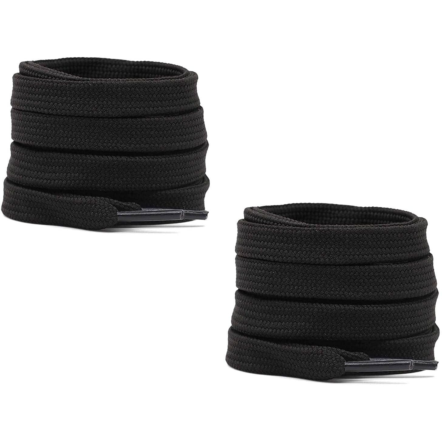 SHOESHINE Sport Shoelaces Flat Hollow Design casual shoe laces,Black - 2 Pairs Shoe Lace