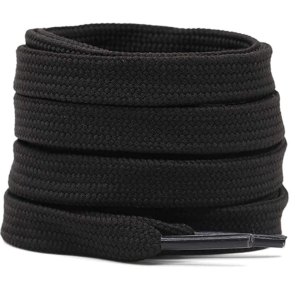 SHOESHINE Sport Shoelaces Flat Hollow Design casual shoe laces,Black - 2 Pairs Shoe Lace