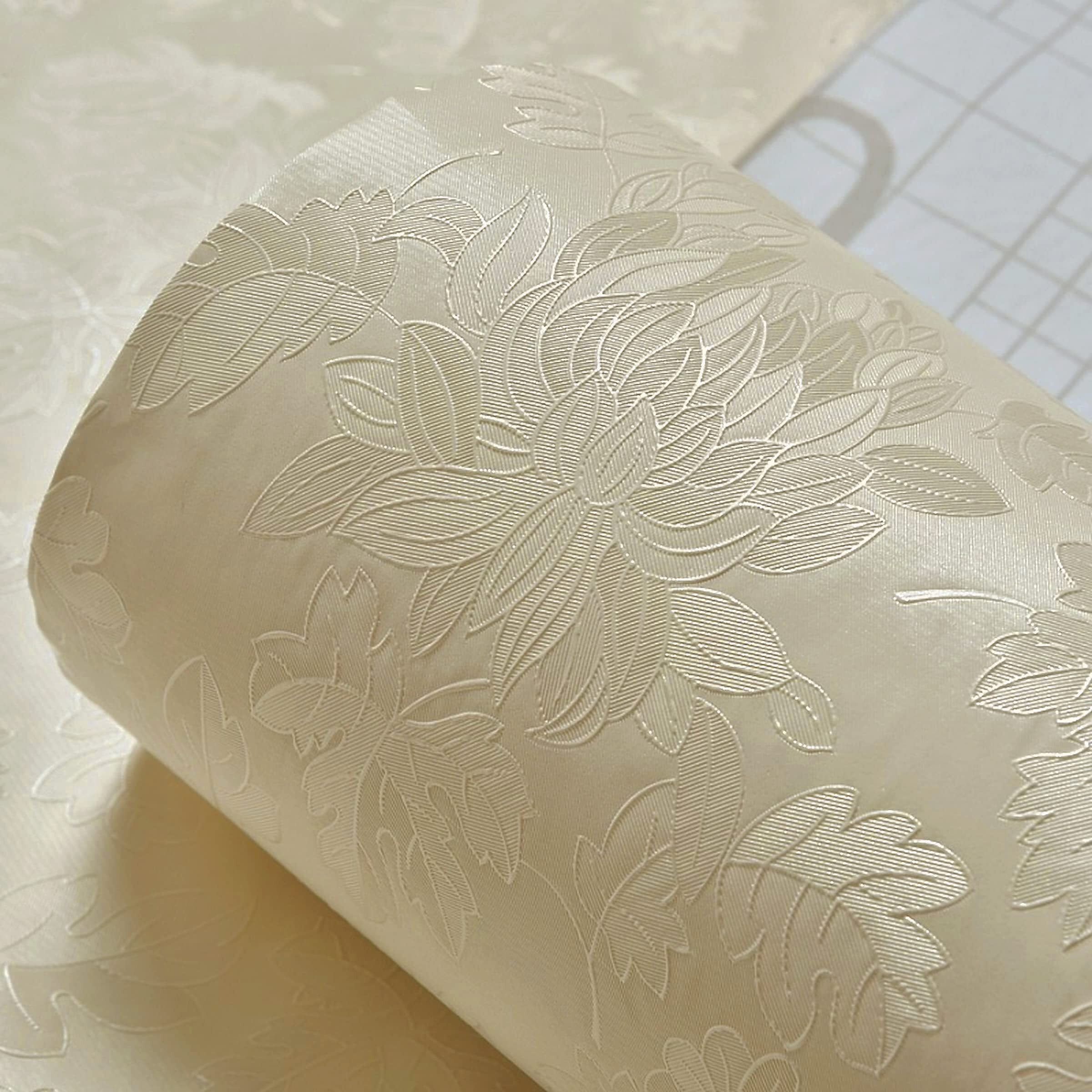 wolpin Wall Stickers Botanical Wallpaper ( 45 cms x 300 cms) Living Room, Bedroom, Textured Embossed Peony Roses Decal Floral Home Decoration, DIY Self Adhesive, White