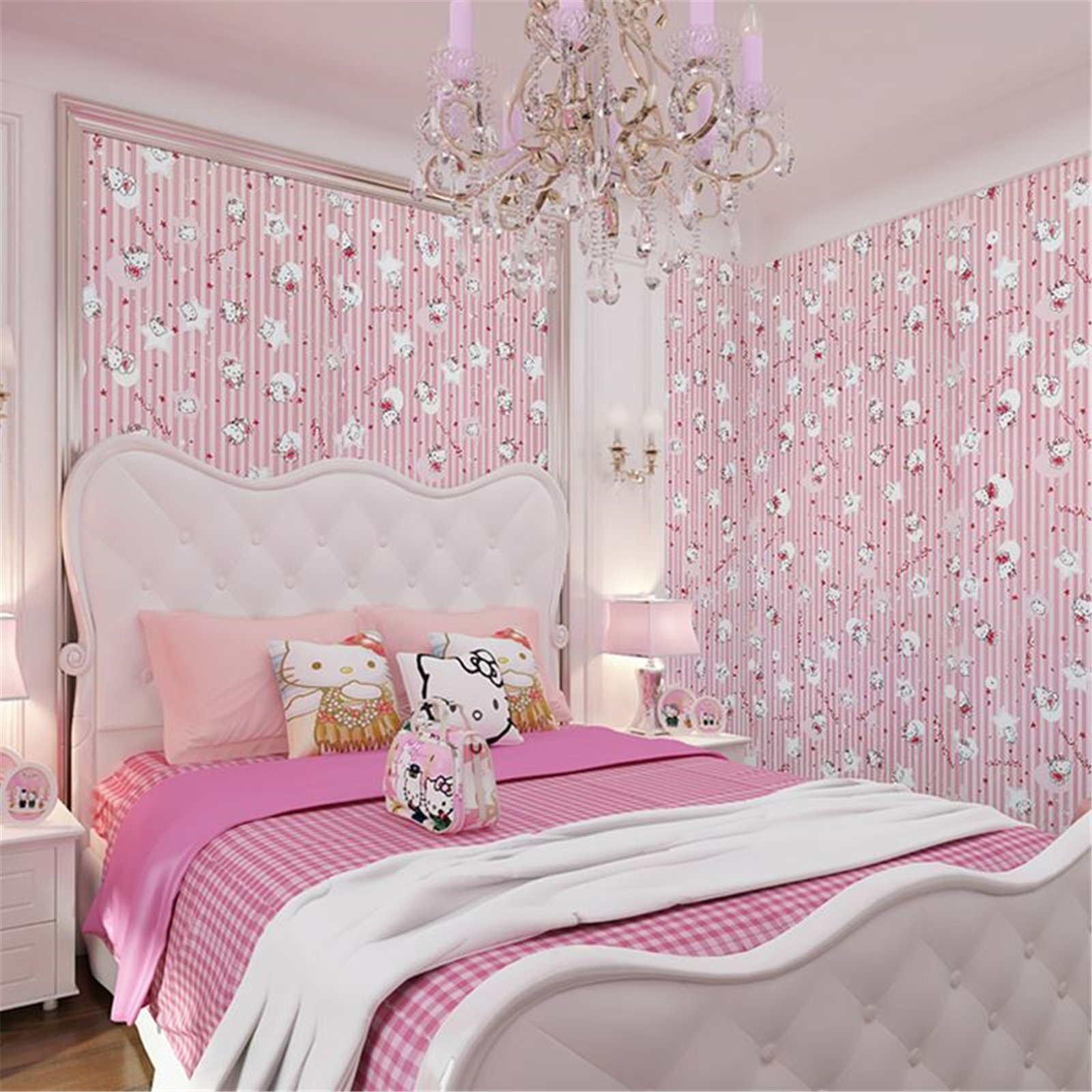 Wolpin Wall Stickers Wallpaper for Kids Room (45 x 500 cm) Cute Cats Girls Bedroom Baby Decoration Wardrobe Furniture Decoration Self Adhesive Waterproof DIY, Peppy Pink