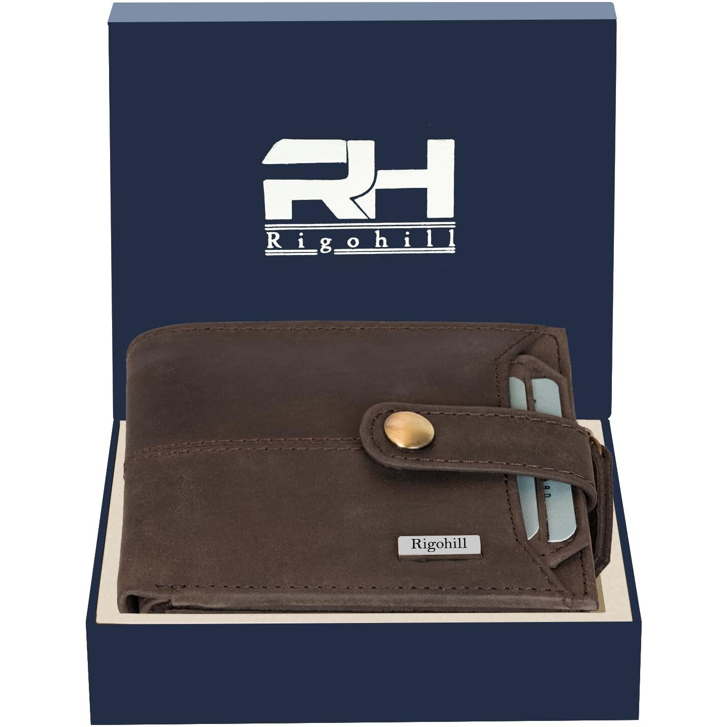 RIGOHILL Doger Coffee Brown Mens Leather Wallet | Leather Wallet for Men | RFID Mens Wallet