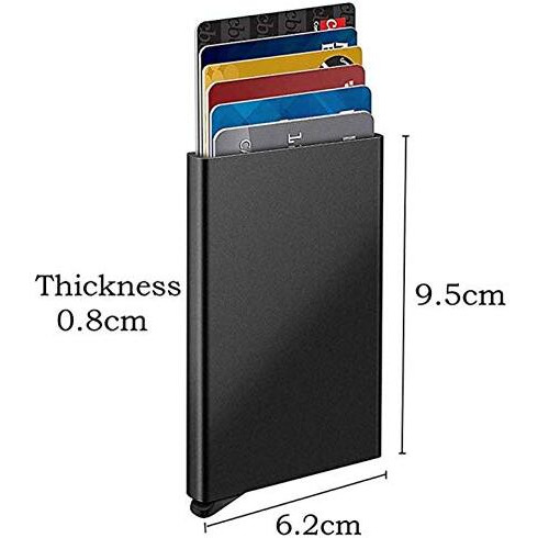 VOGARD Men s Aluminium Metal RFID Protected Smart Pop Up Wallet | 8 Card Slots (06 Black Pack 2)