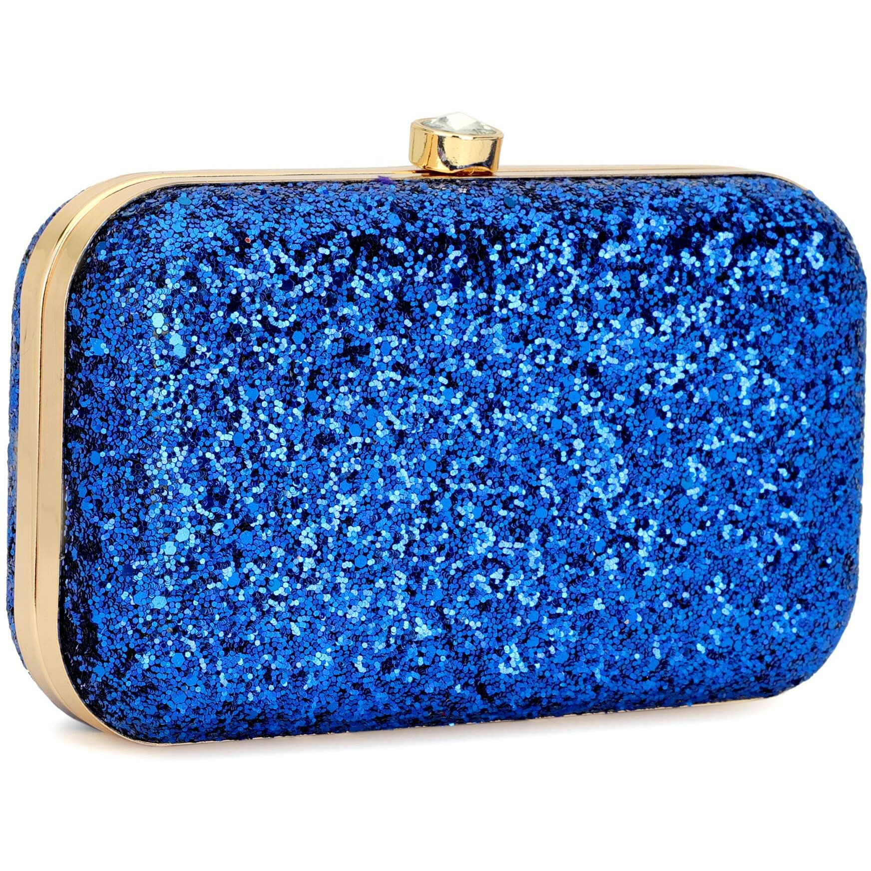 TOOBA Dual Shimmer Beautiful Metallic Box Clutch Bag Purse for Bridal, Casual, Wedding Bag for Women & Girls (Blue)