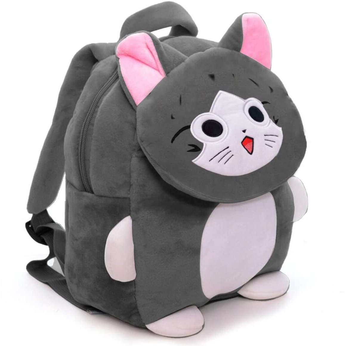 Frantic Kids Soft Cartoon Animal Travelling School Bag Soft Plush Standard Backpack Boys Girls Baby For 2 To 5 Years Baby/Boys/Girls Nursery, Preschool, Picnic(Greycatflap) Standard, 10 Liter