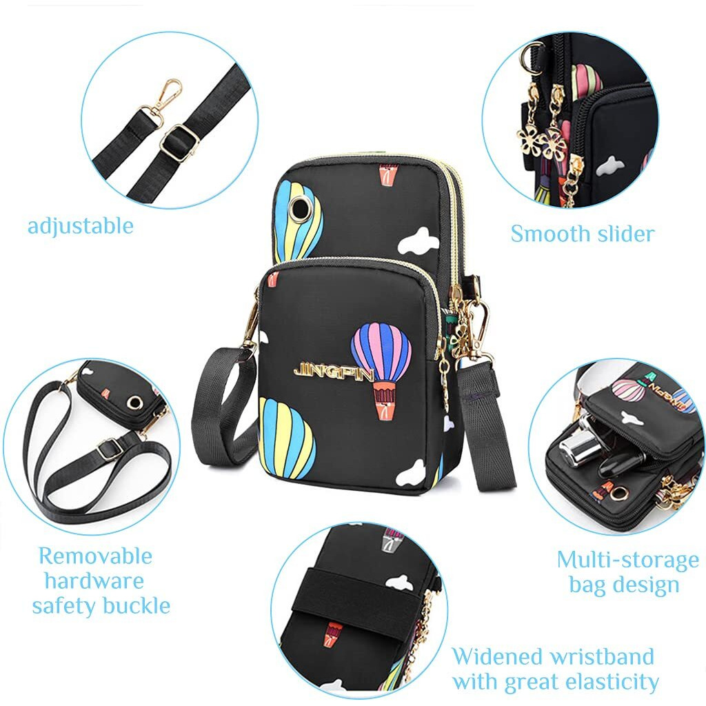 PALAY Small Cross Body Bag, Multifunction 3 Layer Mini Crossbody Shoulder Bag Phone Purse Armband with Headphone Port for Teens Girls Ladies Women (Multi-Color)