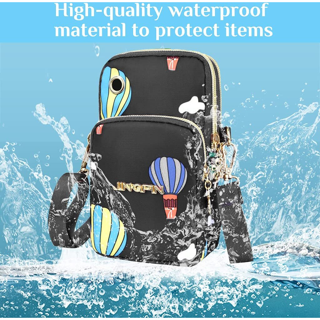 PALAY Small Cross Body Bag, Multifunction 3 Layer Mini Crossbody Shoulder Bag Phone Purse Armband with Headphone Port for Teens Girls Ladies Women (Multi-Color)