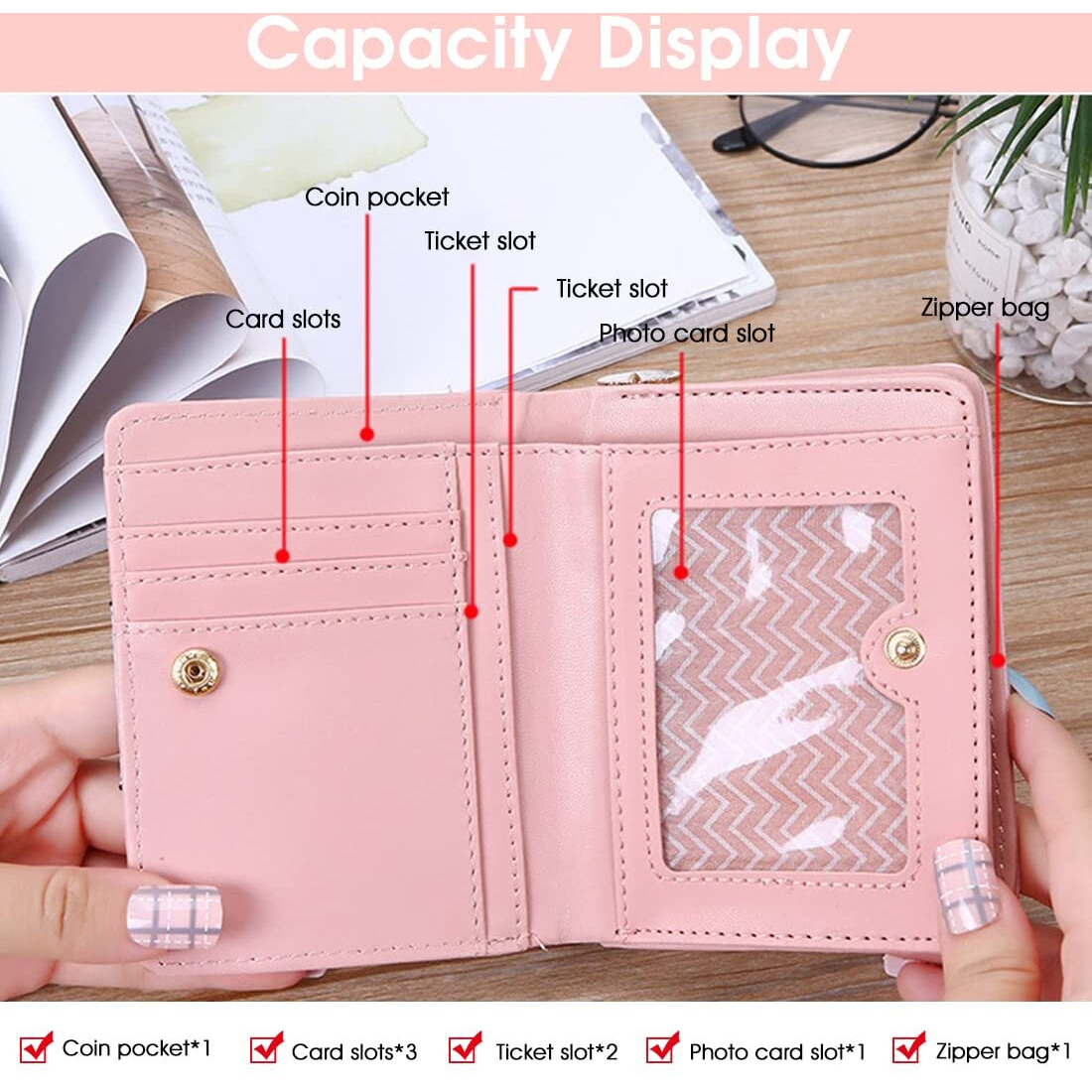 PALAY Small Wallets for Women Stylish Latest PU Leather Coins Zipper Pocket Handbags Purse for Girls with Rabbit-Shaped Metal Tassels Pendant Purse (Black)