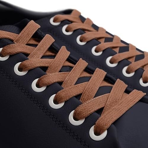 SHOESHINE flat cotton shoe laces for casual, sneaker shoes or boot 8mm wide Teak - Shoelace