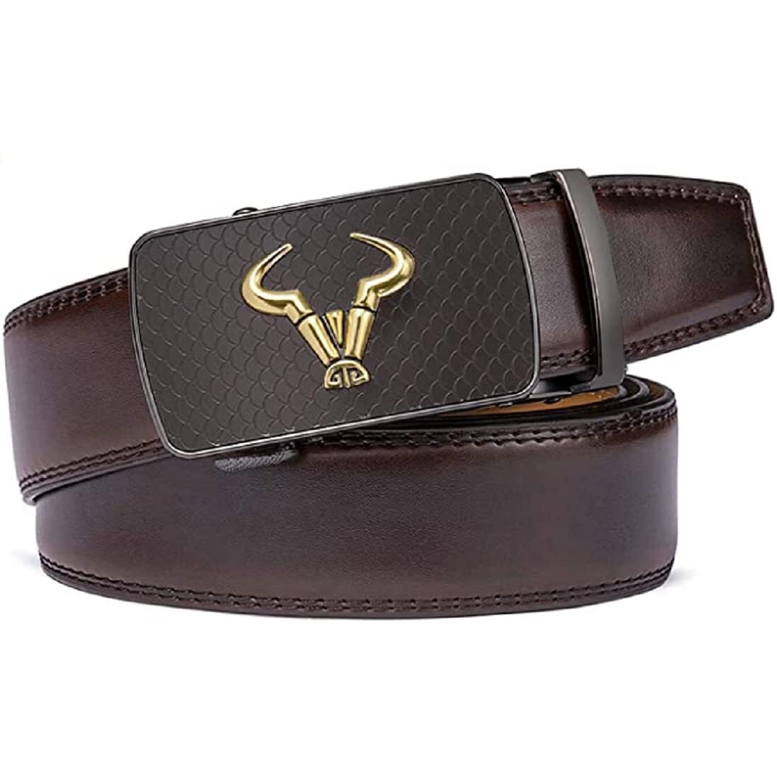 Contacts Genuine Leather Belt for Men with Autolock Buckle - Micro Adjustable Belt Fit Everywhere | Formal & Casual | Elegant Gift Box (Brown)