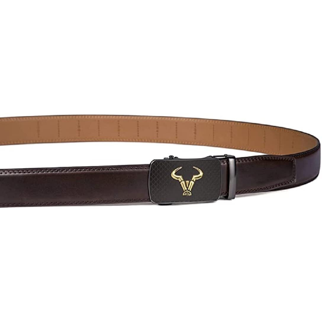 Contacts Genuine Leather Belt for Men with Autolock Buckle - Micro Adjustable Belt Fit Everywhere | Formal & Casual | Elegant Gift Box (Brown)