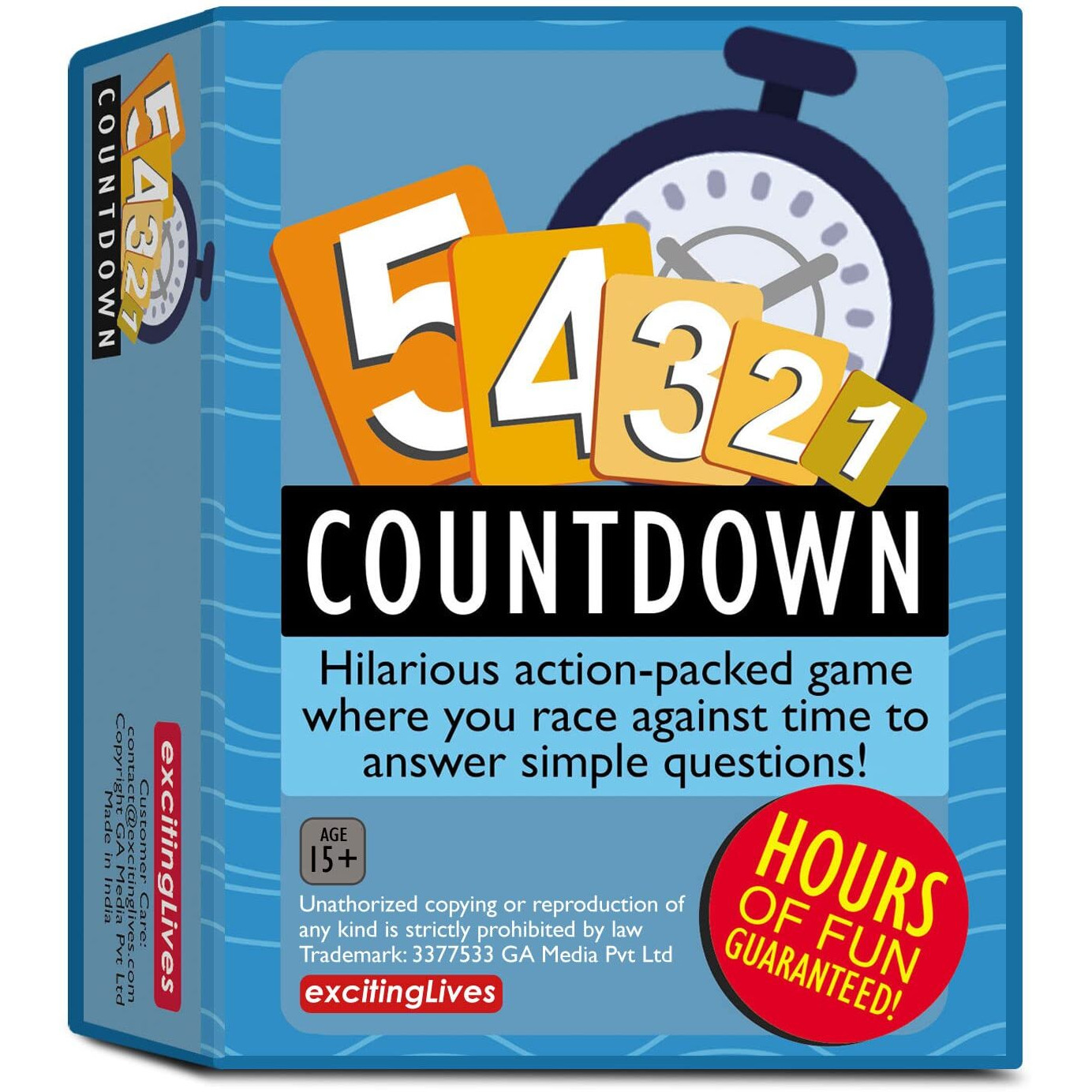 exciting Lives Countdown Five Second Rule Party Game - Super Fun for Travel & Family - for Christmas Day, Birthday, Parties, Diwali, Best for Diwali Party, Game Night for Teens and Adults