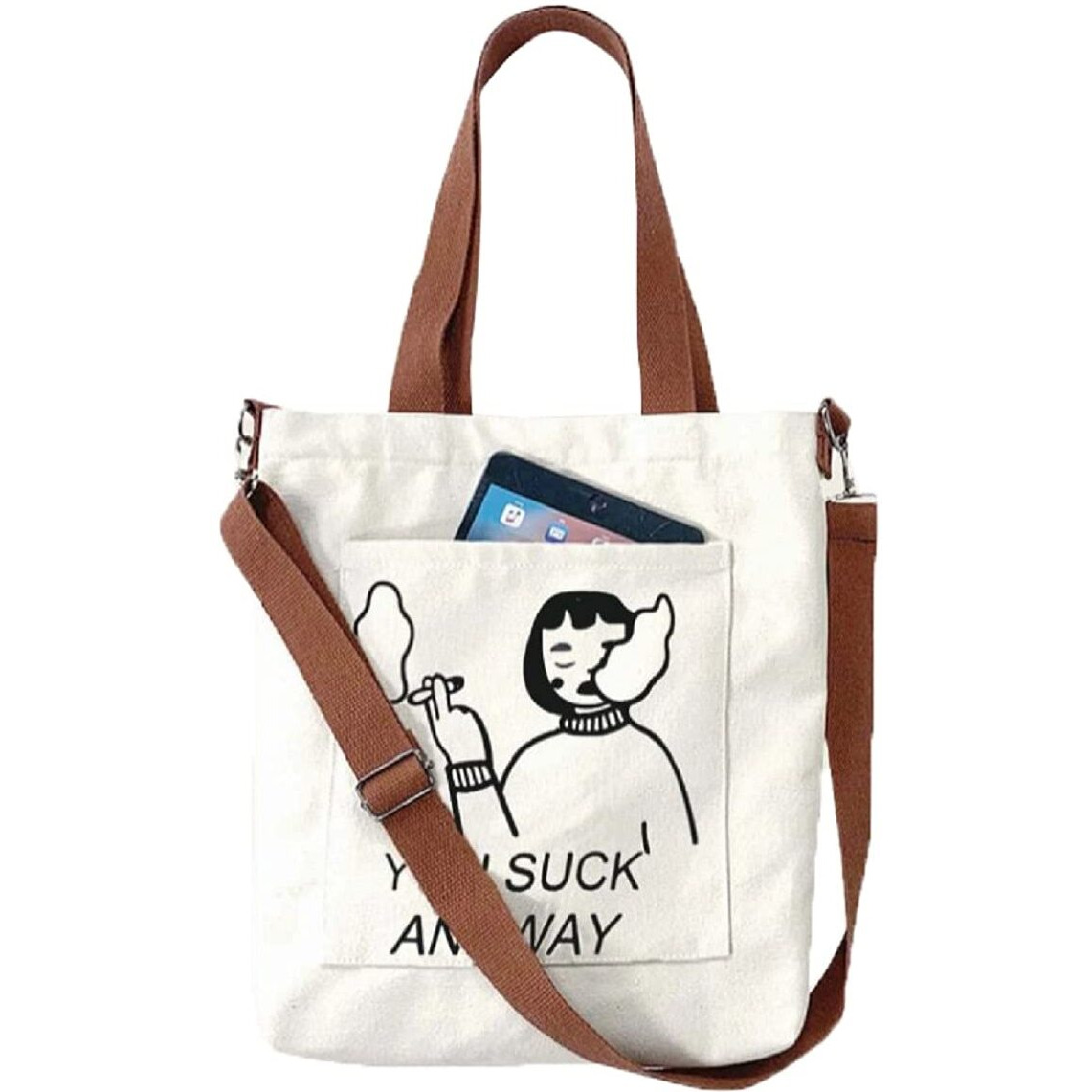 Glowic Totebag || tote bags for women college aesthetic || tote bags for women office use || tote bag for college girls || tote bags || hand bags for women stylish (White)