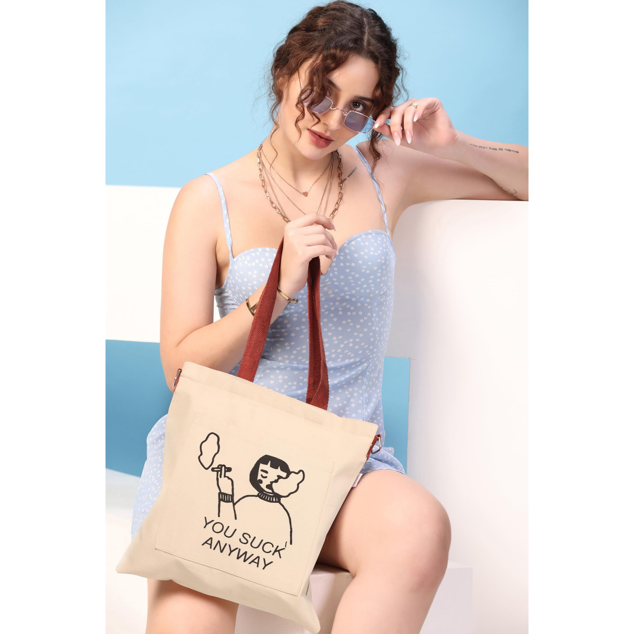 Glowic Totebag || tote bags for women college aesthetic || tote bags for women office use || tote bag for college girls || tote bags || hand bags for women stylish (White)