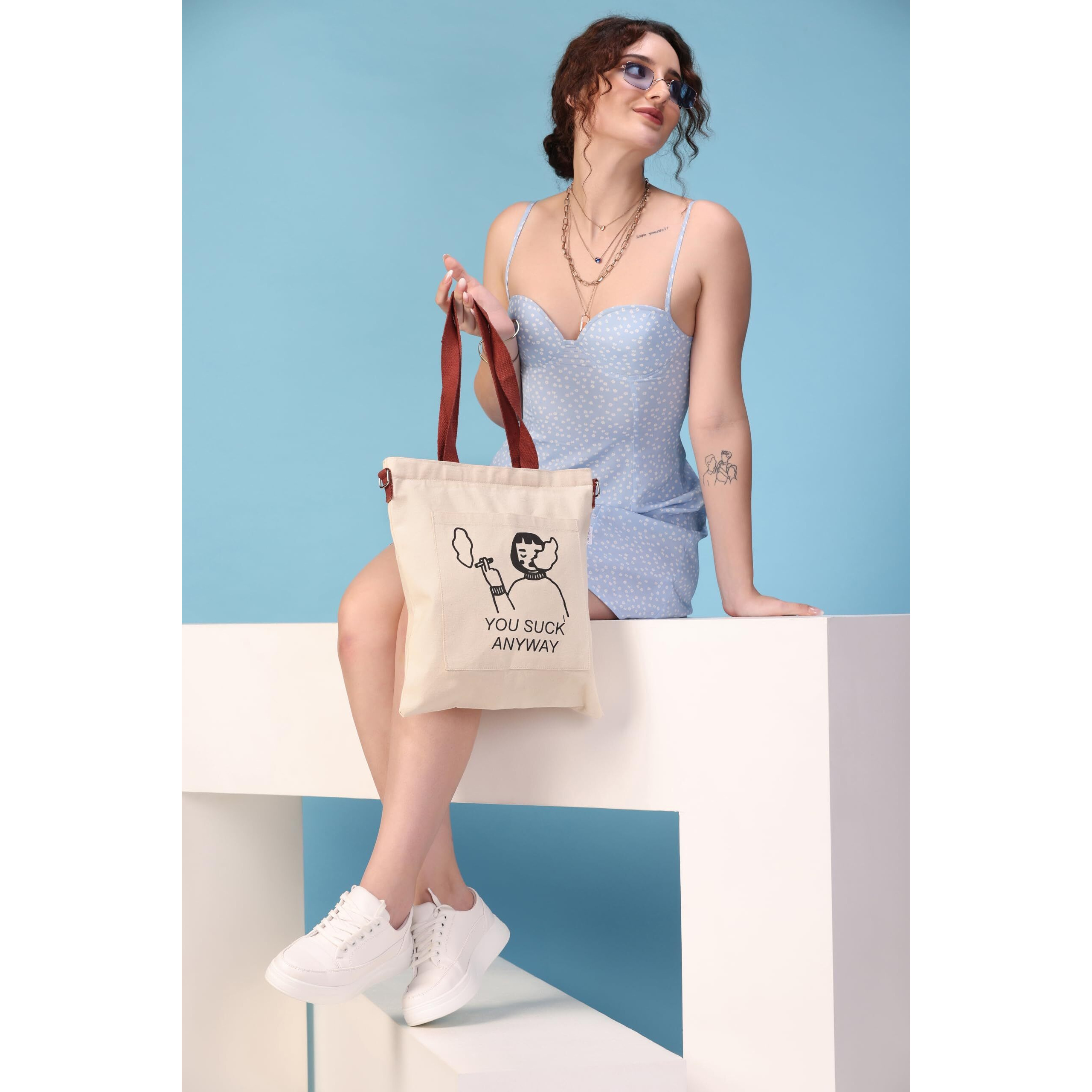 Glowic Totebag || tote bags for women college aesthetic || tote bags for women office use || tote bag for college girls || tote bags || hand bags for women stylish (White)