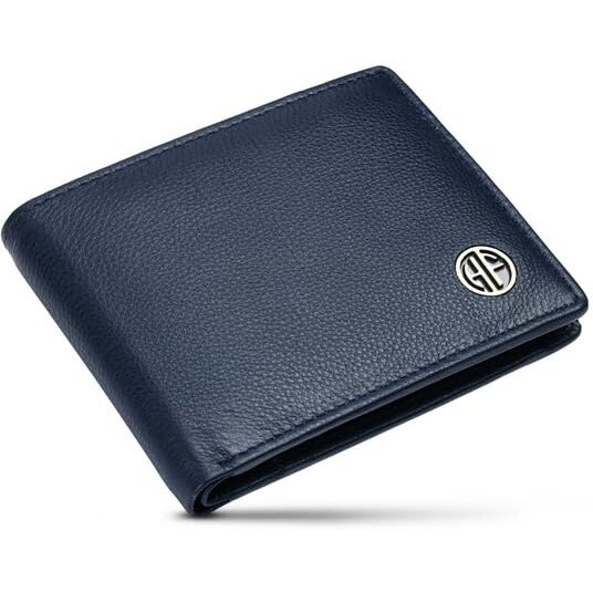 Hammonds Flycatcher Genuine Leather Wallet for Men, RFID Protected Leather Purse for Men, Money Purse for Men, Bi-Fold Wallet, 4 Card Slots, Coin Pocket, Hidden Pockets - Blue