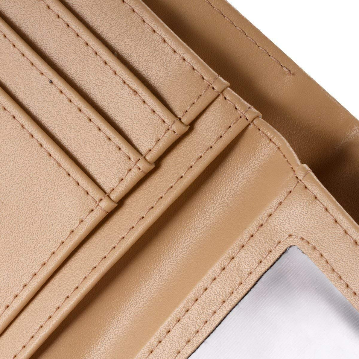 INOVERA (LABEL) Khaki Vegan Leather Women s Leaf Bi-fold Card Coin Holder Small Purse Clutch Wallet (KK23)