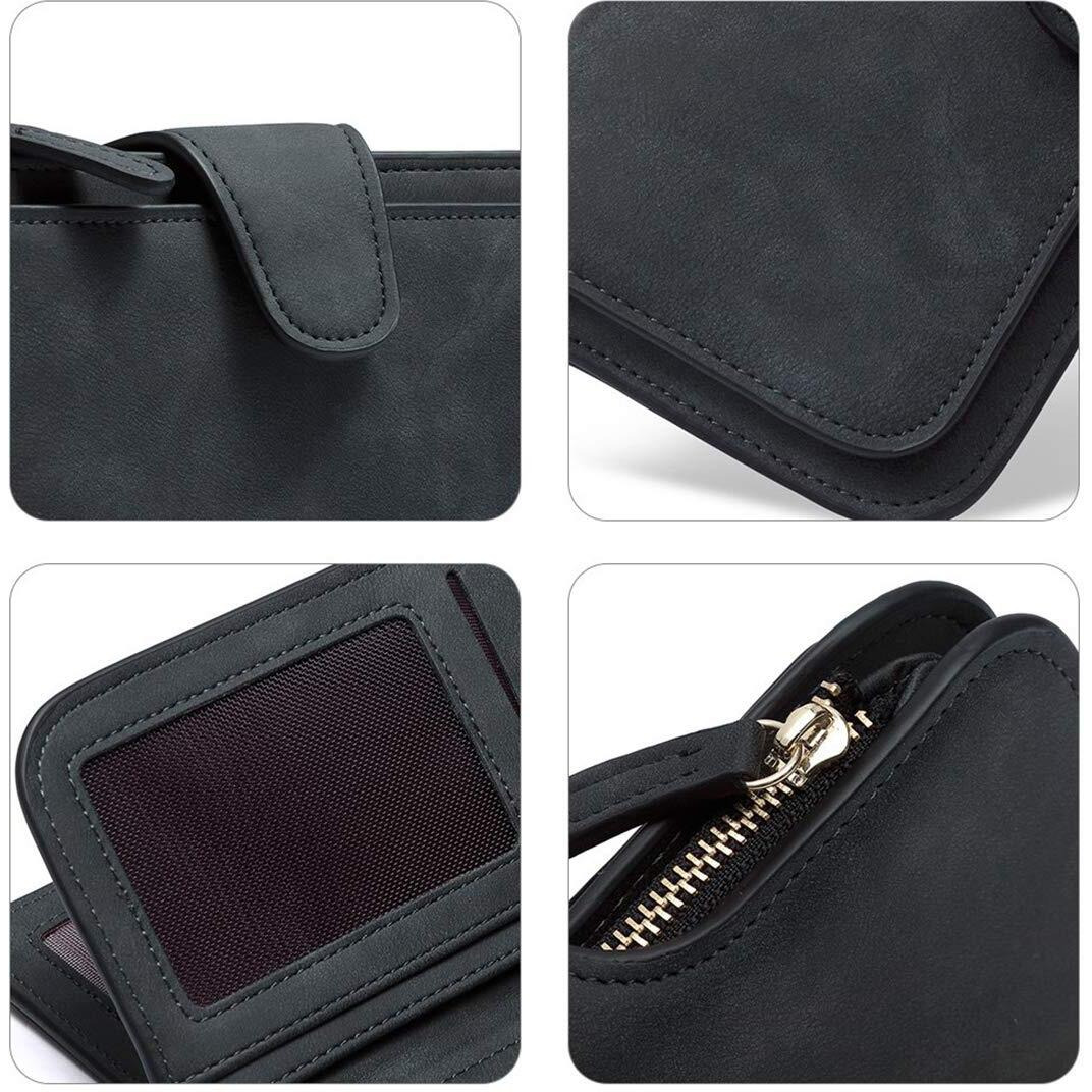 INOVERA (LABEL) Black Vegan Leather Women s Tri-fold Women Fashion Card Coin Holder Ladies Long Purse Clutch Wallet (18.5H x 3W x 10L cm, KK24)