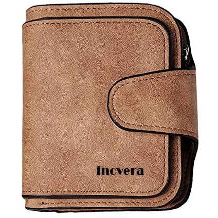 INOVERA (LABEL) Faux Leather Tri-fold Fashion Card Coin Small Clutch Wallet For Women (KK29) - Brown