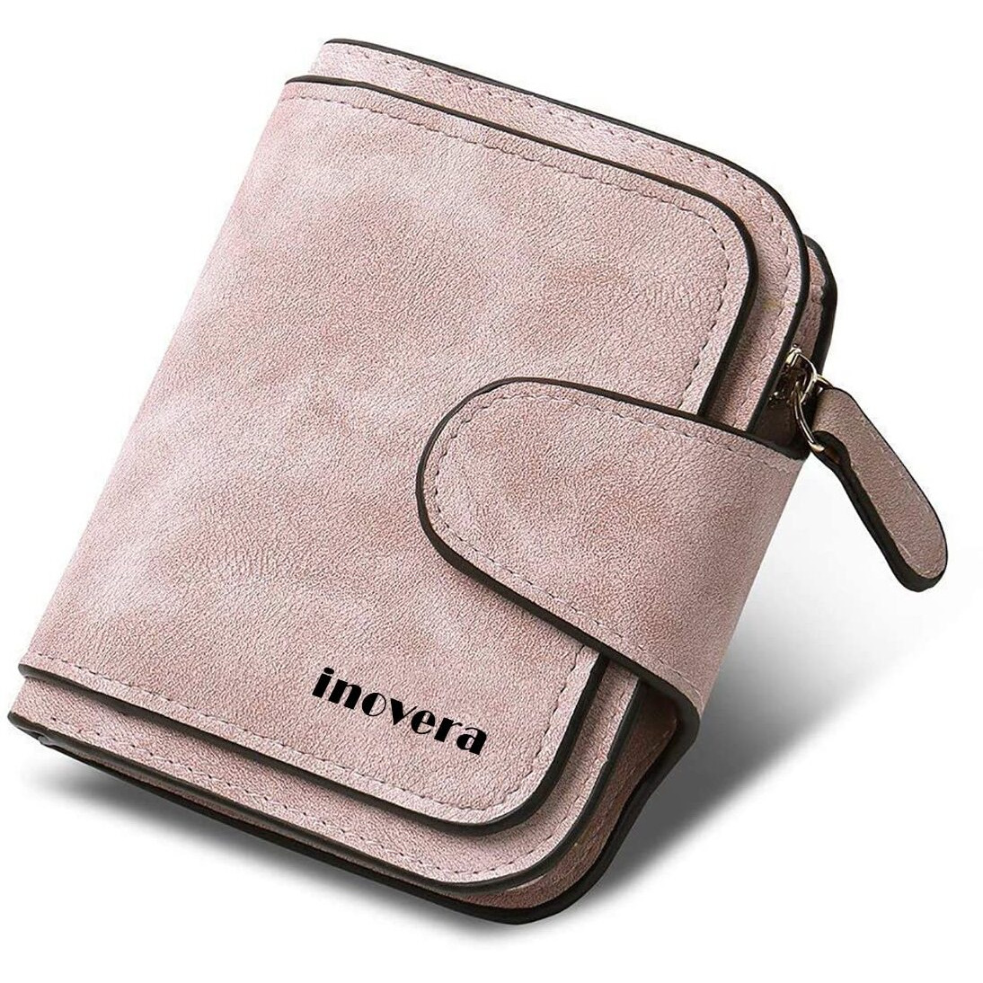 INOVERA (LABEL) Faux Leather Tri-fold Fashion Card Coin Small Clutch Wallet for Women (KK29) -Rose Gold
