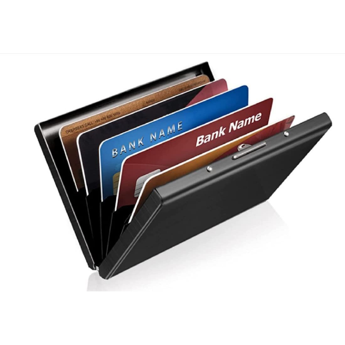 VOGARD Men s Aluminium Metal RFID Protected Smart Pop Up Wallet | 8 Card Slots (15 Black)