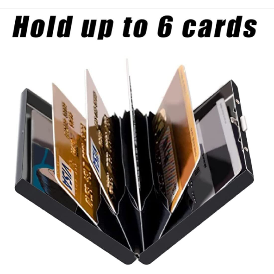 VOGARD Men s Aluminium Metal RFID Protected Smart Pop Up Wallet | 8 Card Slots (15 Black)