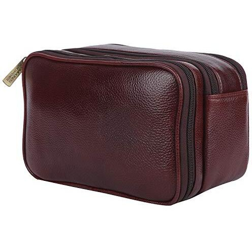 Hammonds Flycatcher Genuine Leather Travel Organizer Pouch - Toiletry Bag for Men and Women Cosmetic Organizer Bag, Shaving Kit Bag for Men Toiletry Pouch for Men with Multiple Pockets