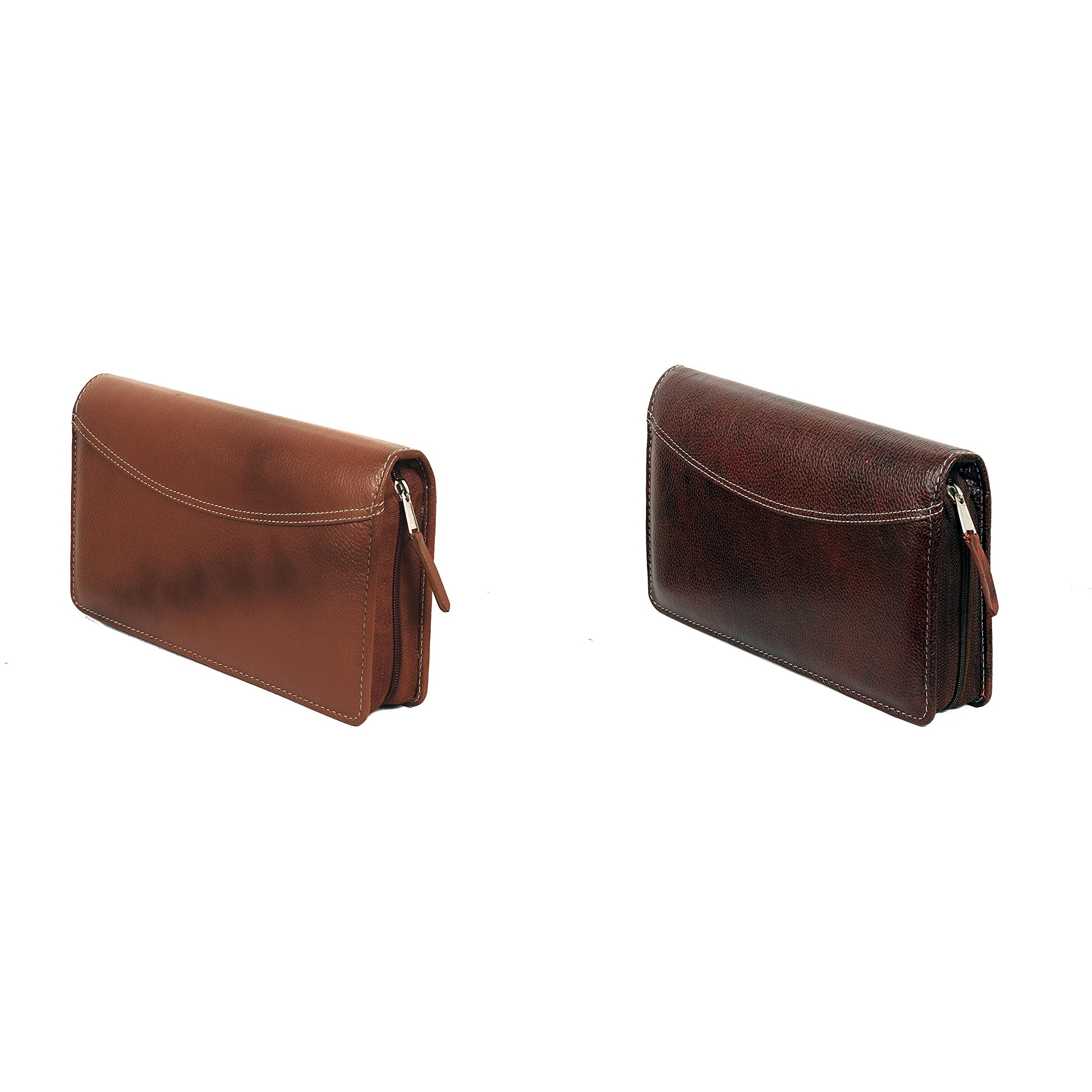 Sukeshcraft Multiple Cheque Book Holder | Original Leather Holds Upto 8 Cheque Books, Locker Key Hook, 2 Photo Slots, 1 Pin-Sim Slot, 13 Credit/Debit Card Slots with Matching Zipper (Combo)