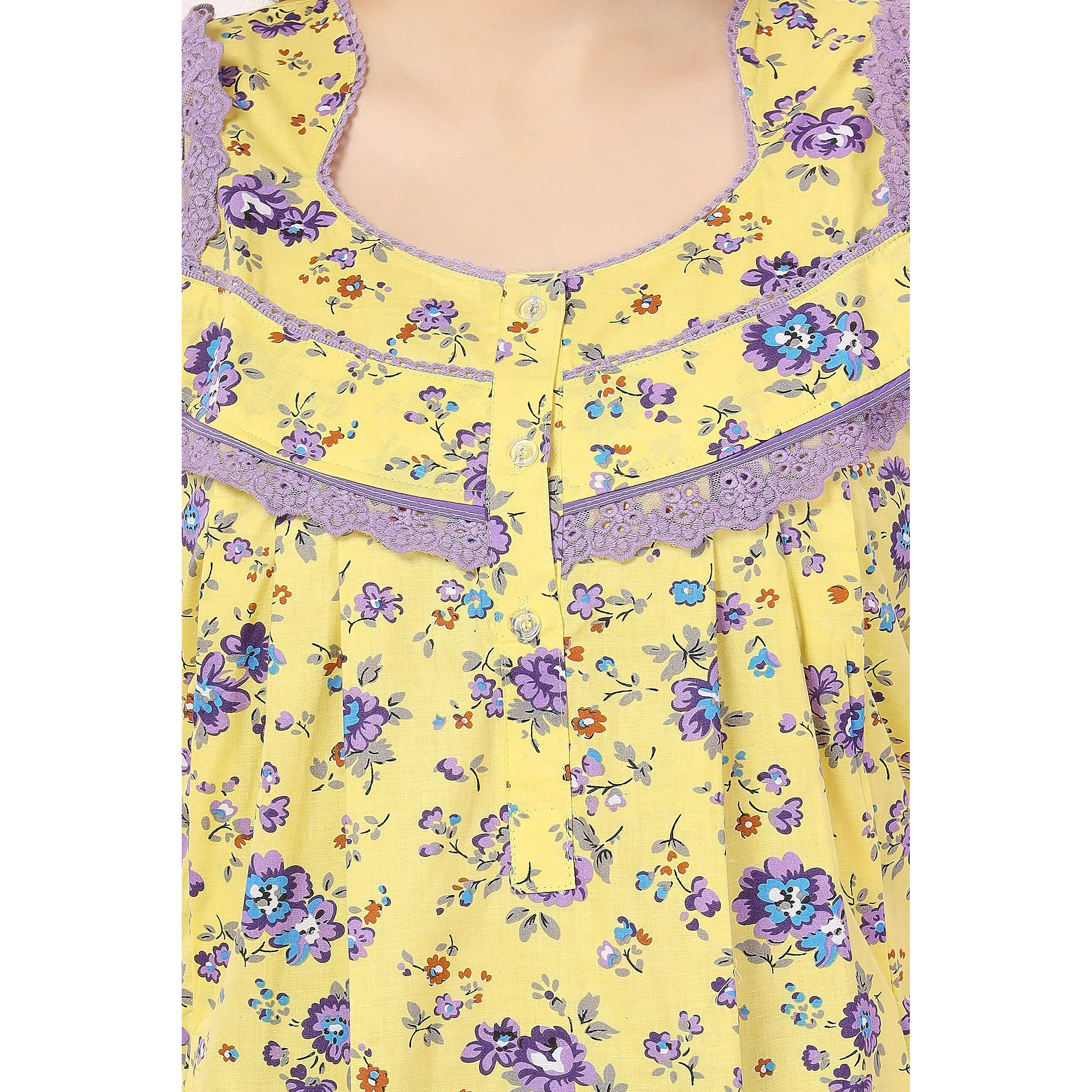 Soulemo Women Pure Cotton Floor Length Nighty 499Ccxl, Multi