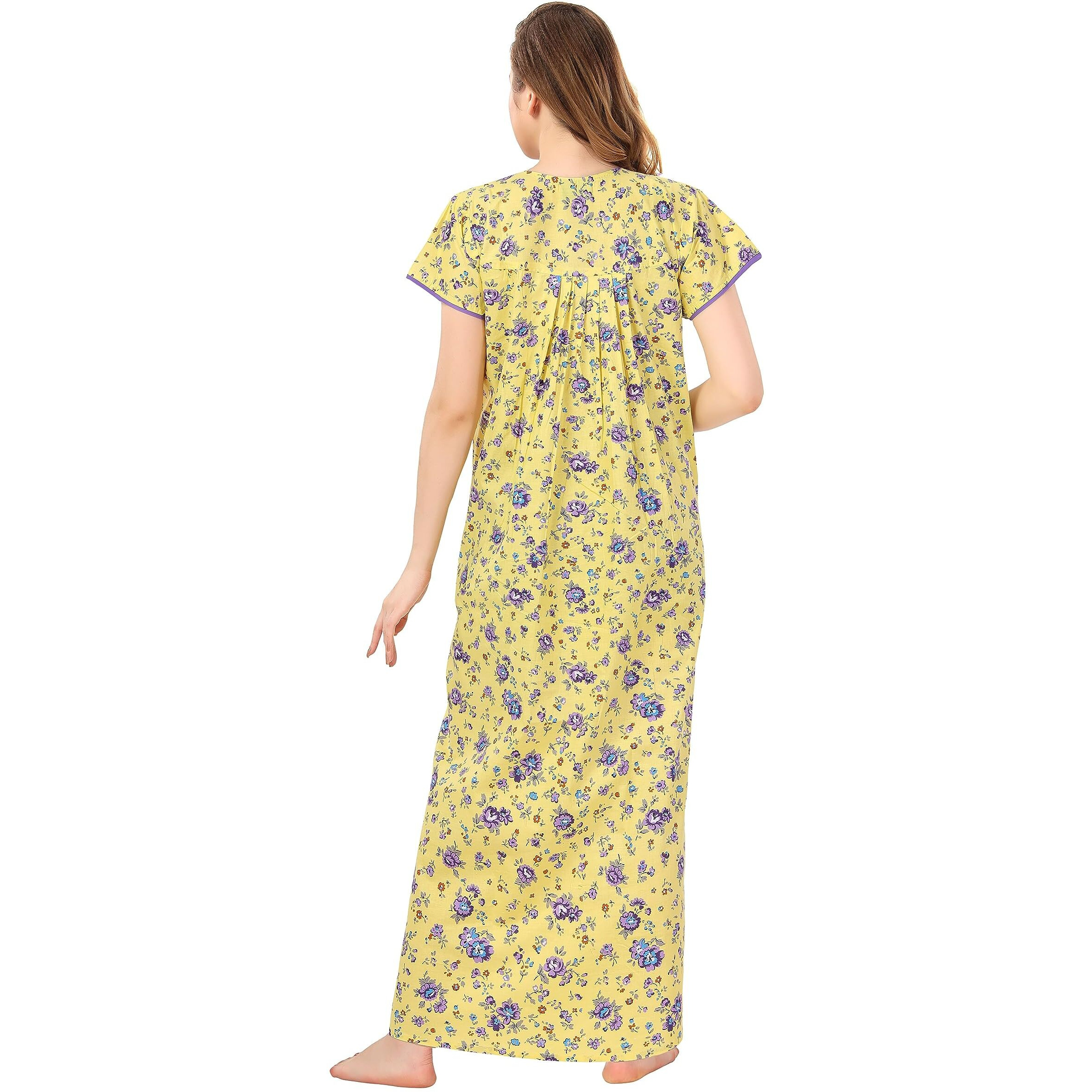 Soulemo Women Pure Cotton Floor Length Nighty 499Ccxl, Multi