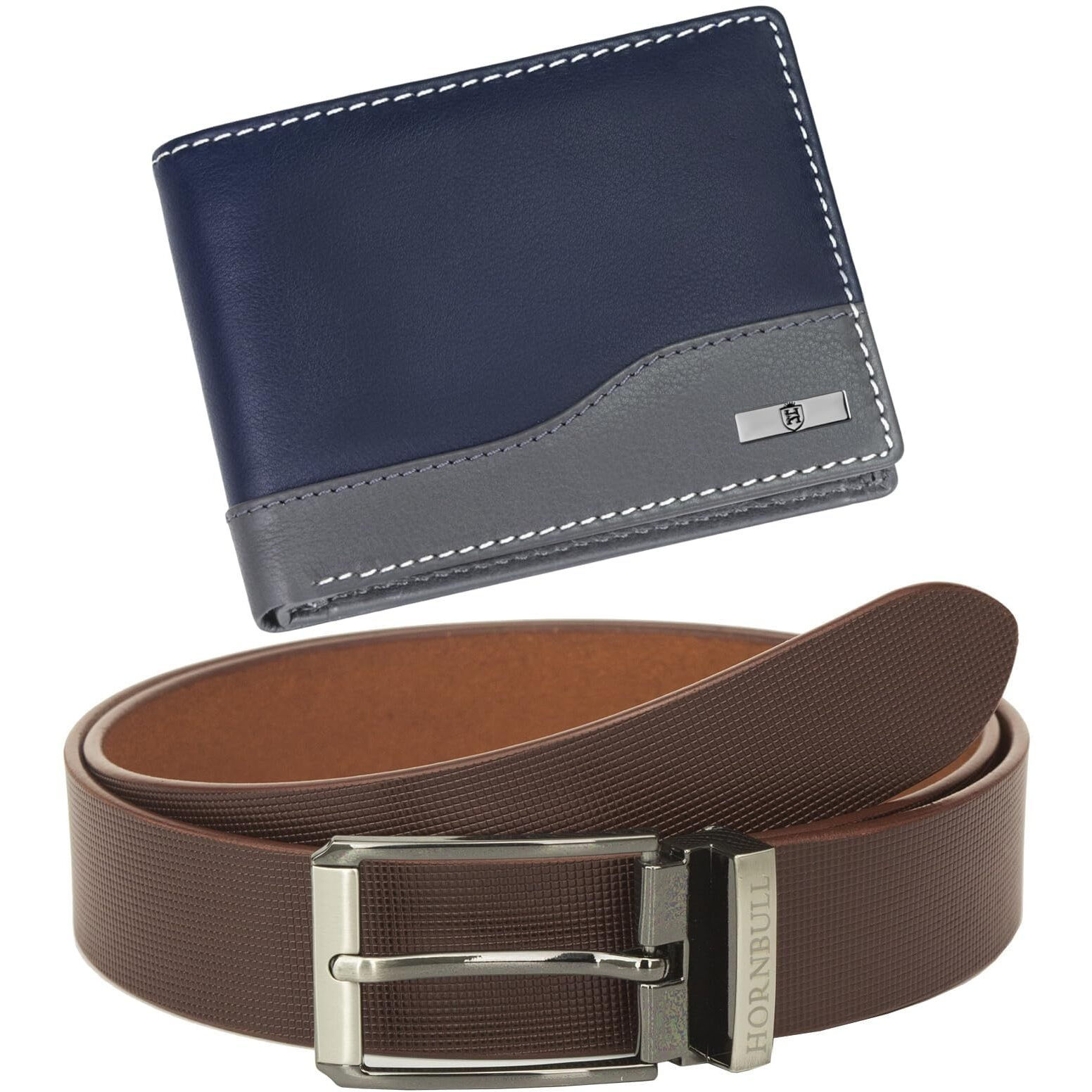 HORNBULL Buttler Gift Hamper for Men | Navy Wallet with Brown Belt Combo Gift Set | Mens Combo BW45115