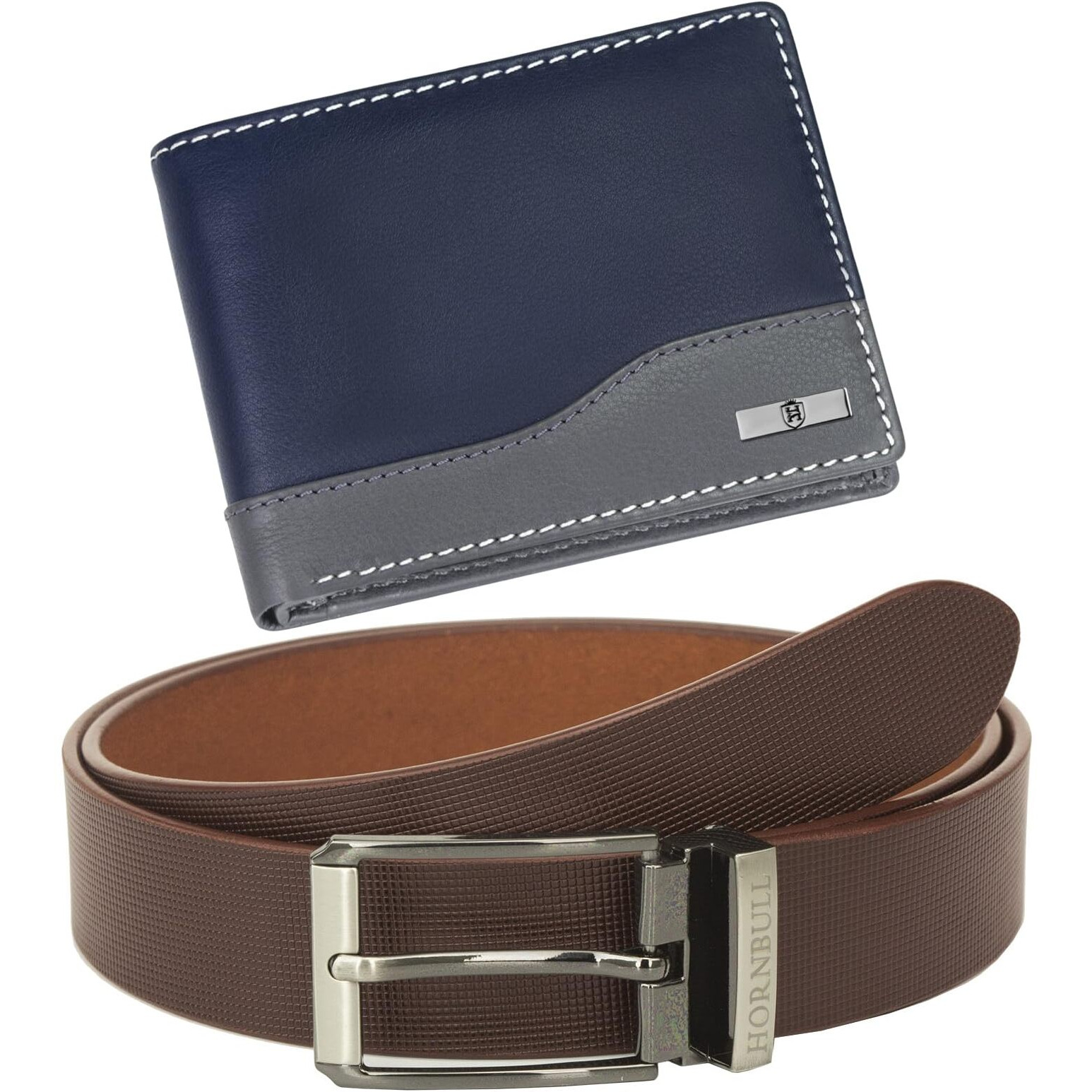 HORNBULL Buttler Gift Hamper for Men | Navy Wallet with Brown Belt Combo Gift Set | Mens Combo BW45115