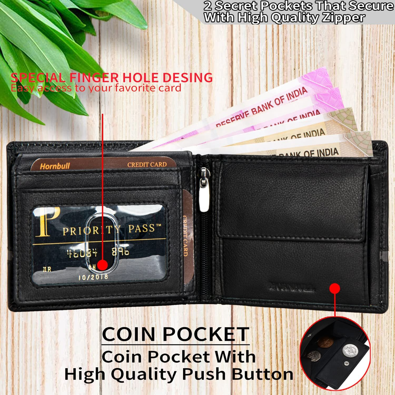 HORNBULL Olive Themes Mens Leather Wallet, Keyring & Pen Combo Gift Set for Men | Gift Set for Men PN148