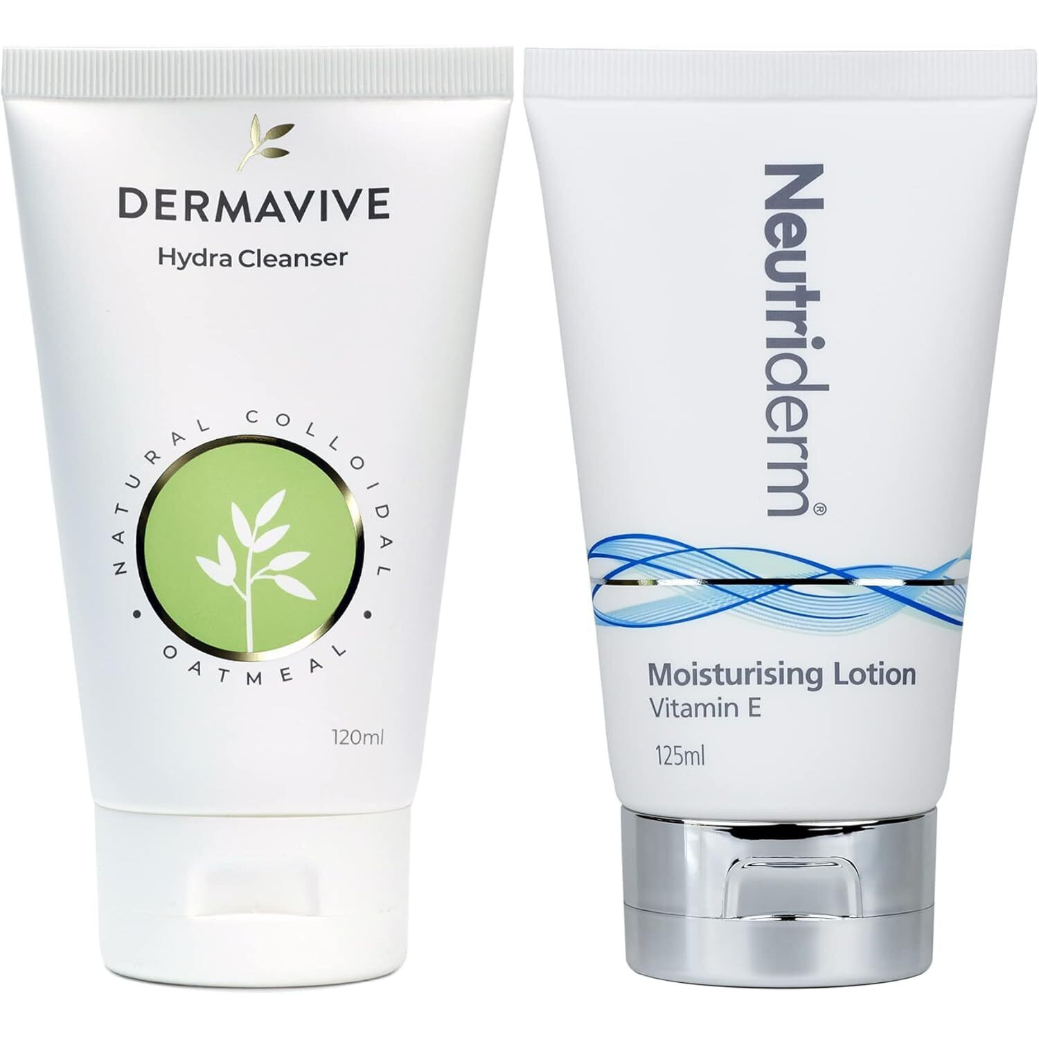 Neutriderm Pre-Makeup Skincare Combo, Vitamin E Moisturiser 125 Ml And Dermavive Hydra Cleanser Lotion (Combination) 120 Ml
